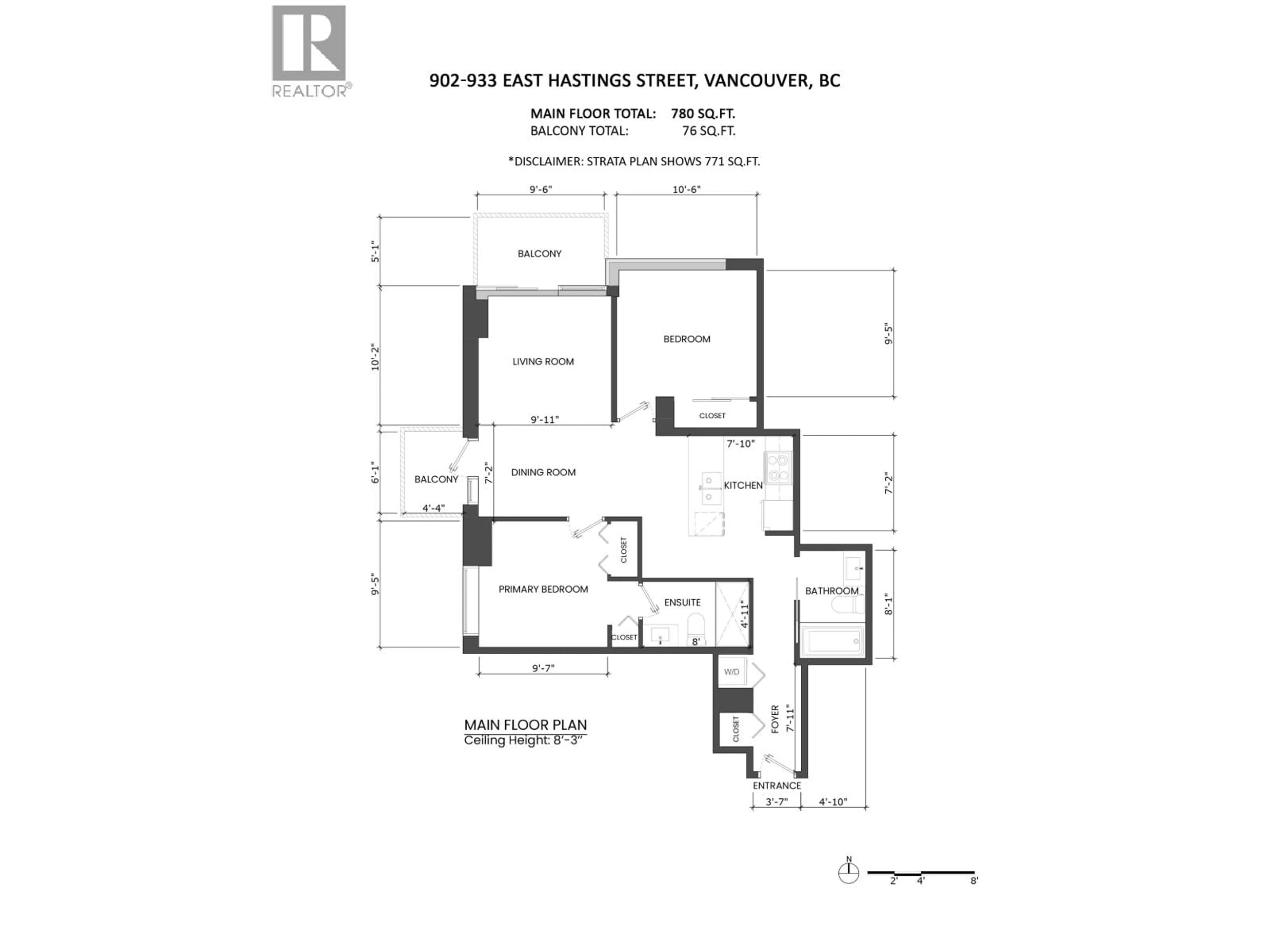 Floor plan for 902 - 933 HASTINGS STREET, Vancouver British Columbia V6A0G6
