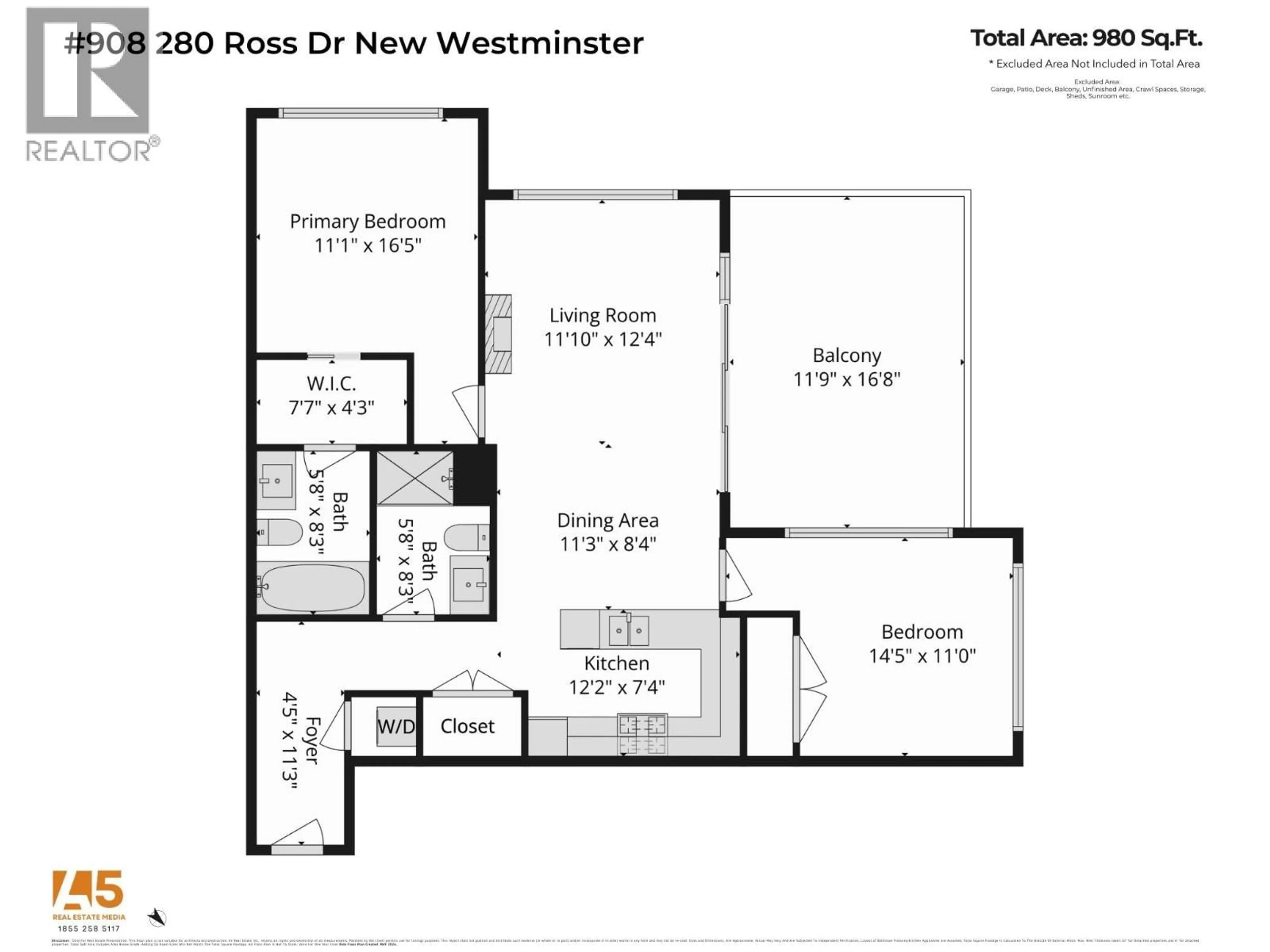 Floor plan for 908 - 280 ROSS DRIVE, New Westminster British Columbia V3L0C2