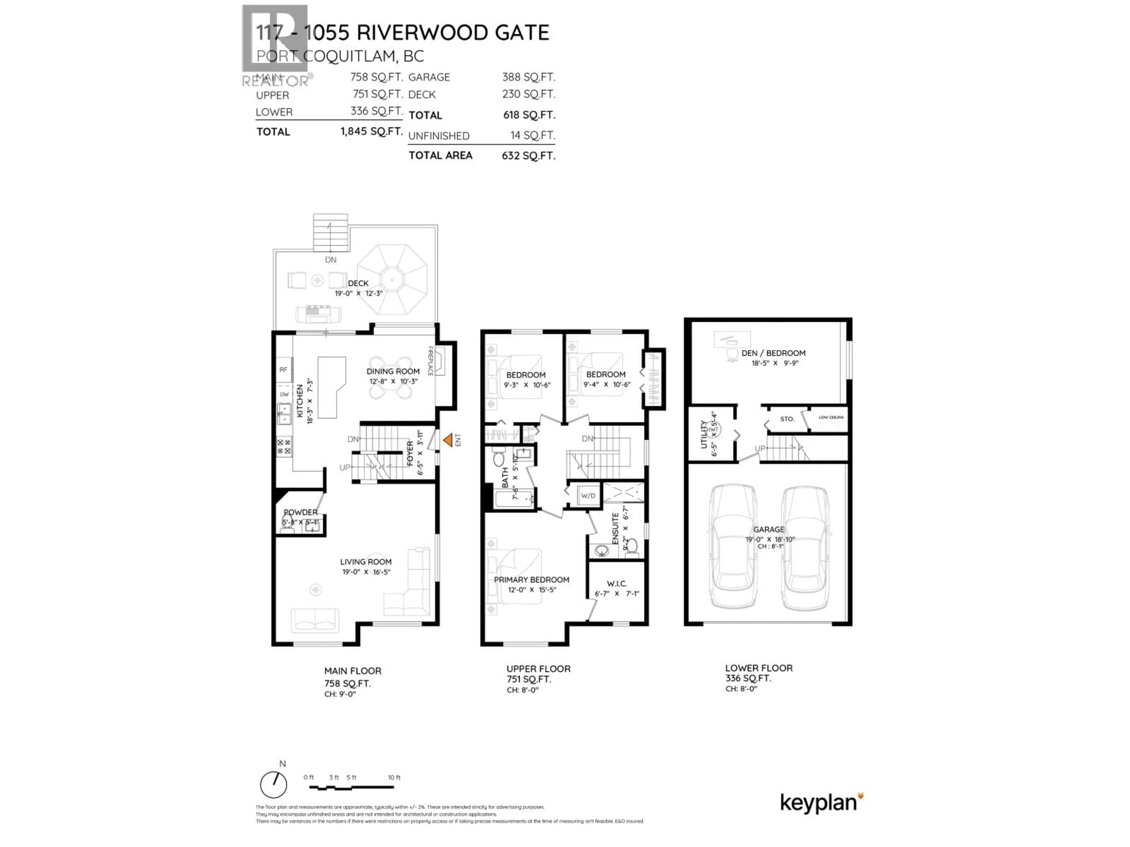 Floor plan for 117 - 1055 RIVERWOOD GATE, Port Coquitlam British Columbia V3B8C3