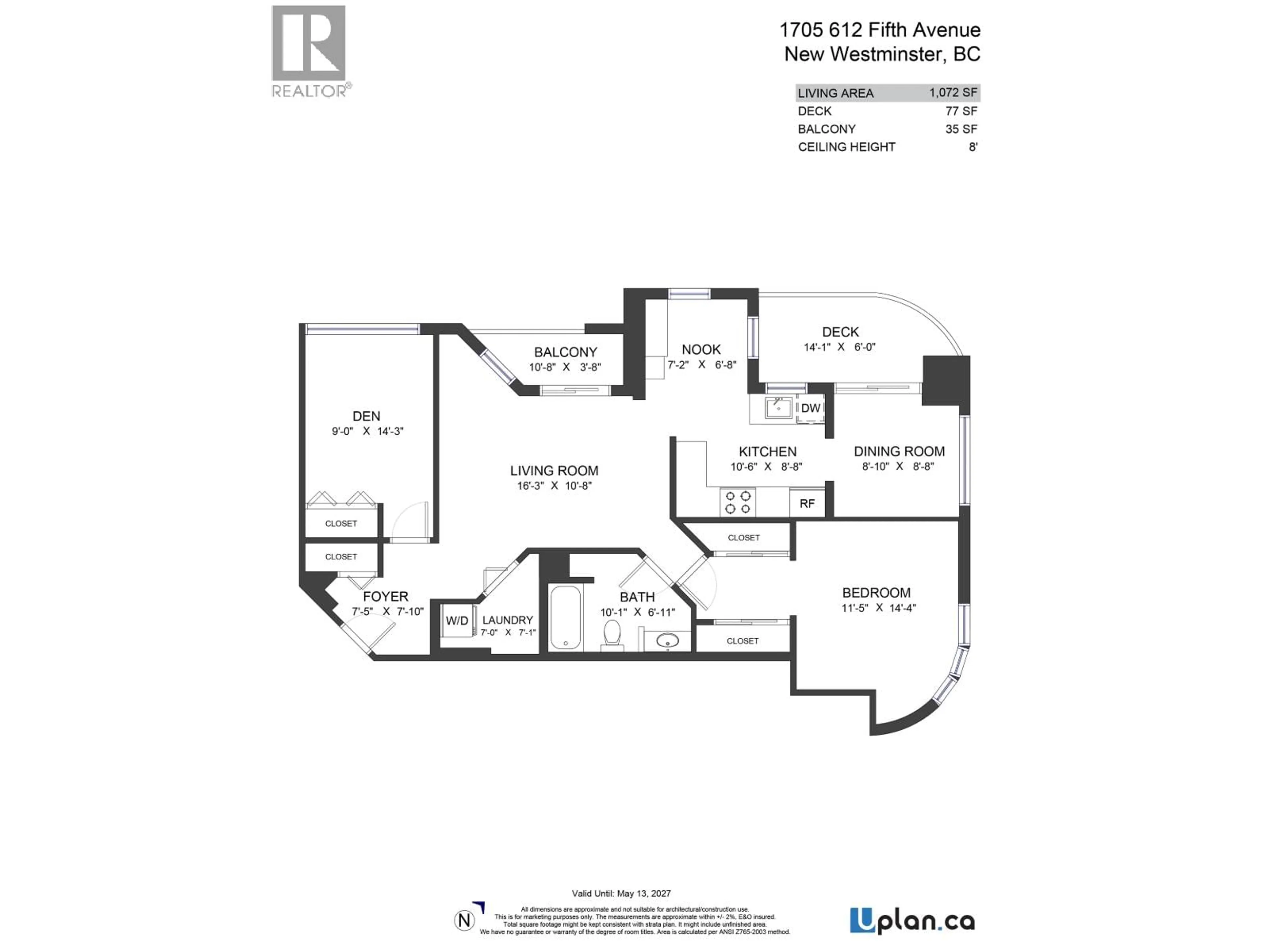 Floor plan for 1705 - 612 FIFTH AVENUE, New Westminster British Columbia V3M1X5