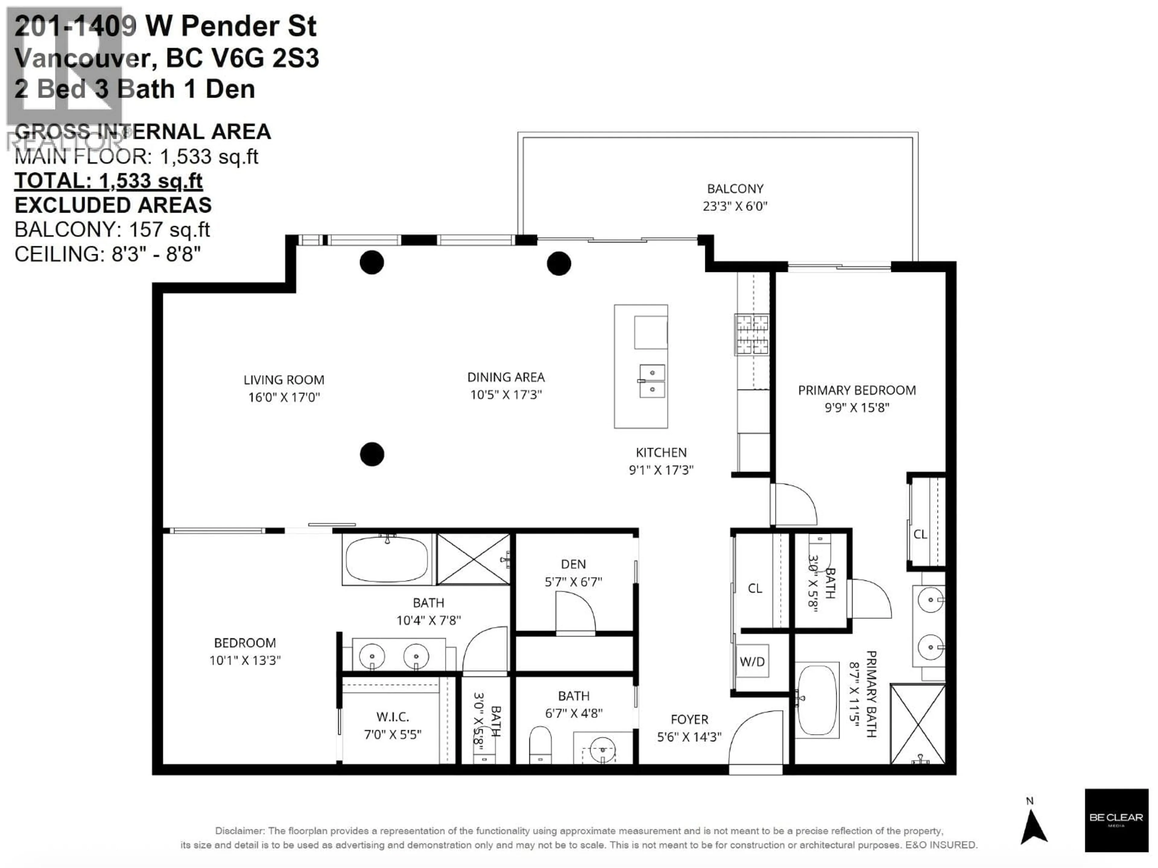 Floor plan for 201 - 1409 PENDER STREET, Vancouver British Columbia V6G2S3