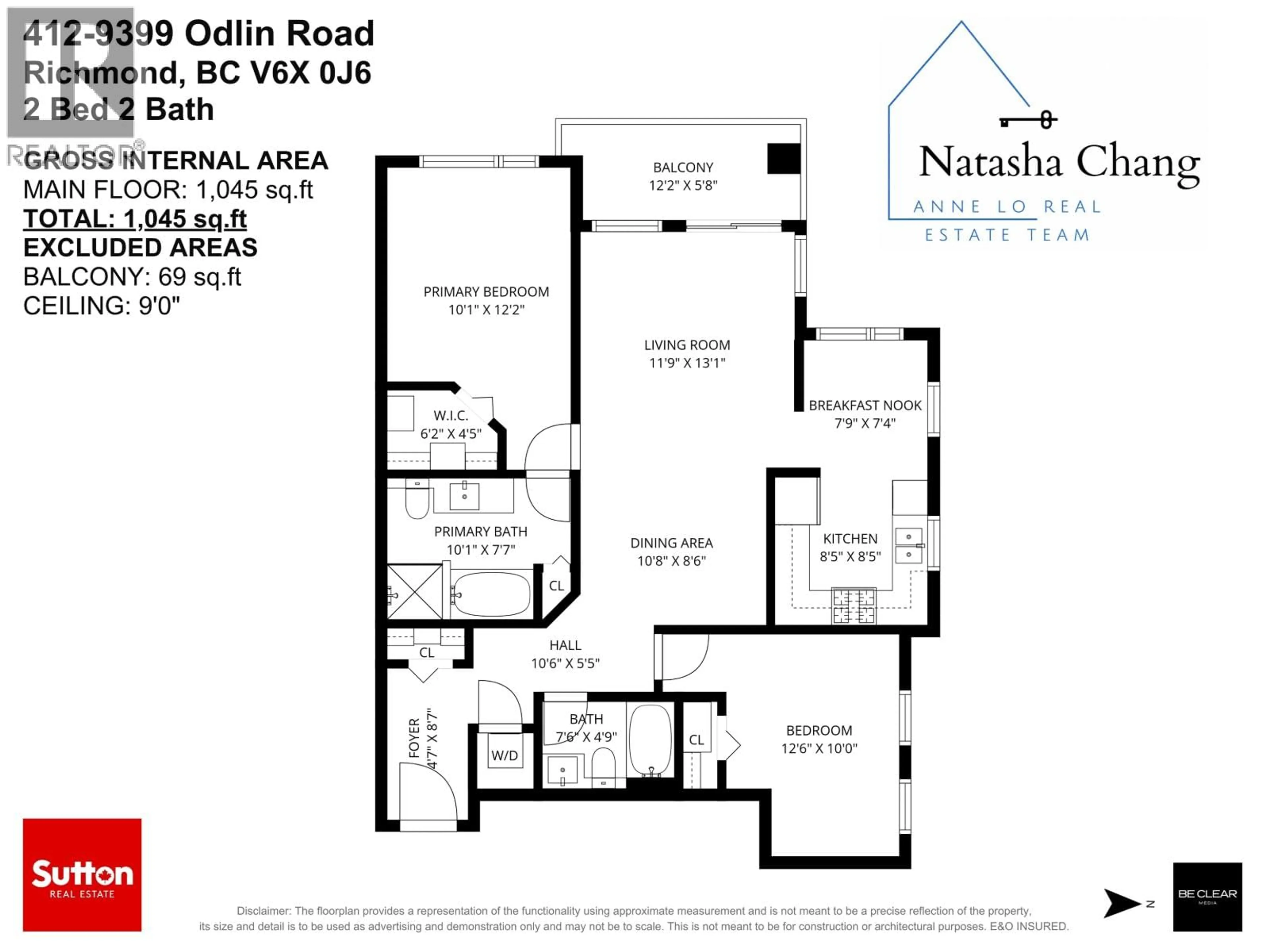 Floor plan for 412 - 9399 ODLIN ROAD, Richmond British Columbia V6X0J6