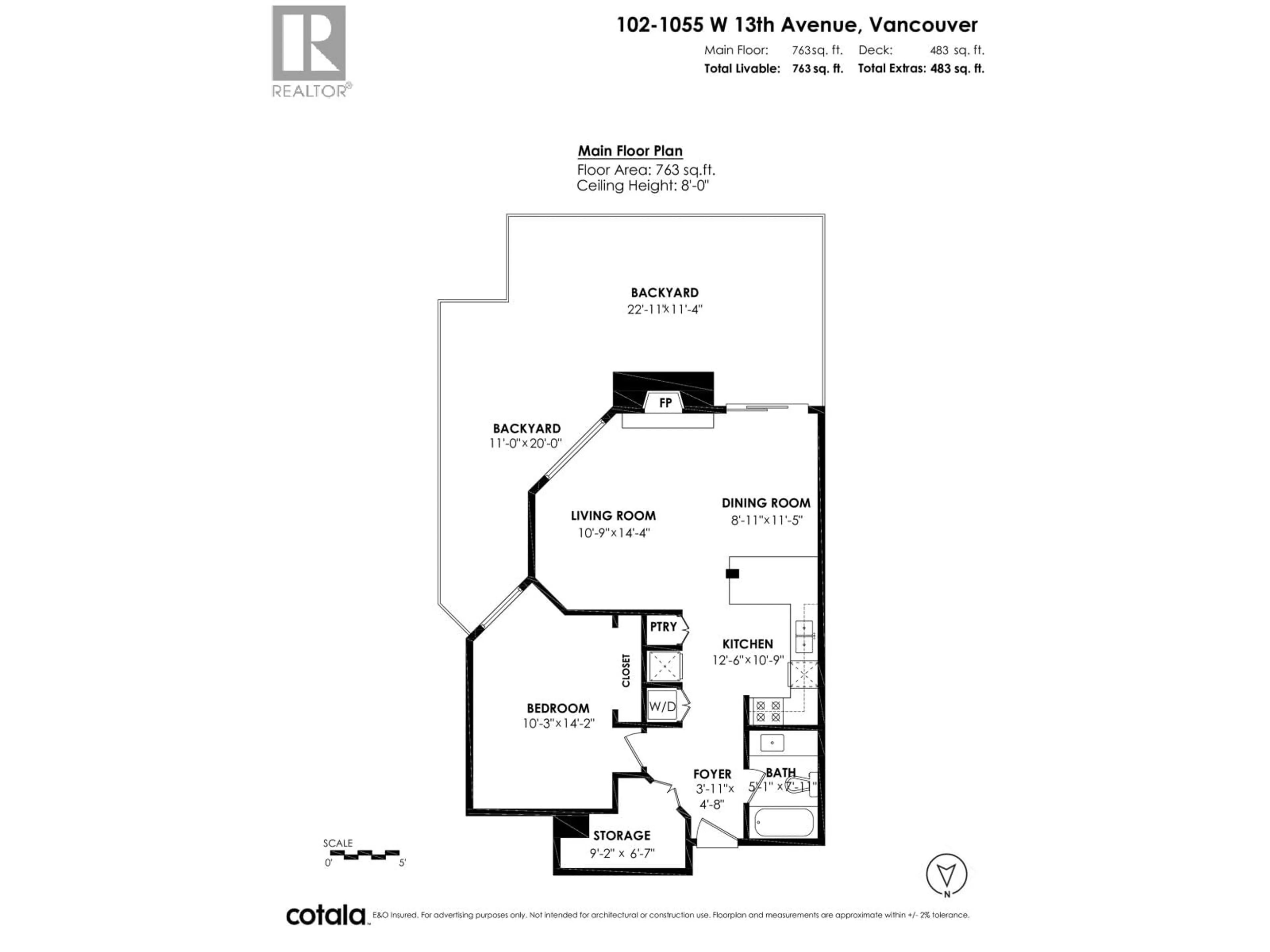 Floor plan for 102 - 1055 13TH AVENUE, Vancouver British Columbia V6H1N1