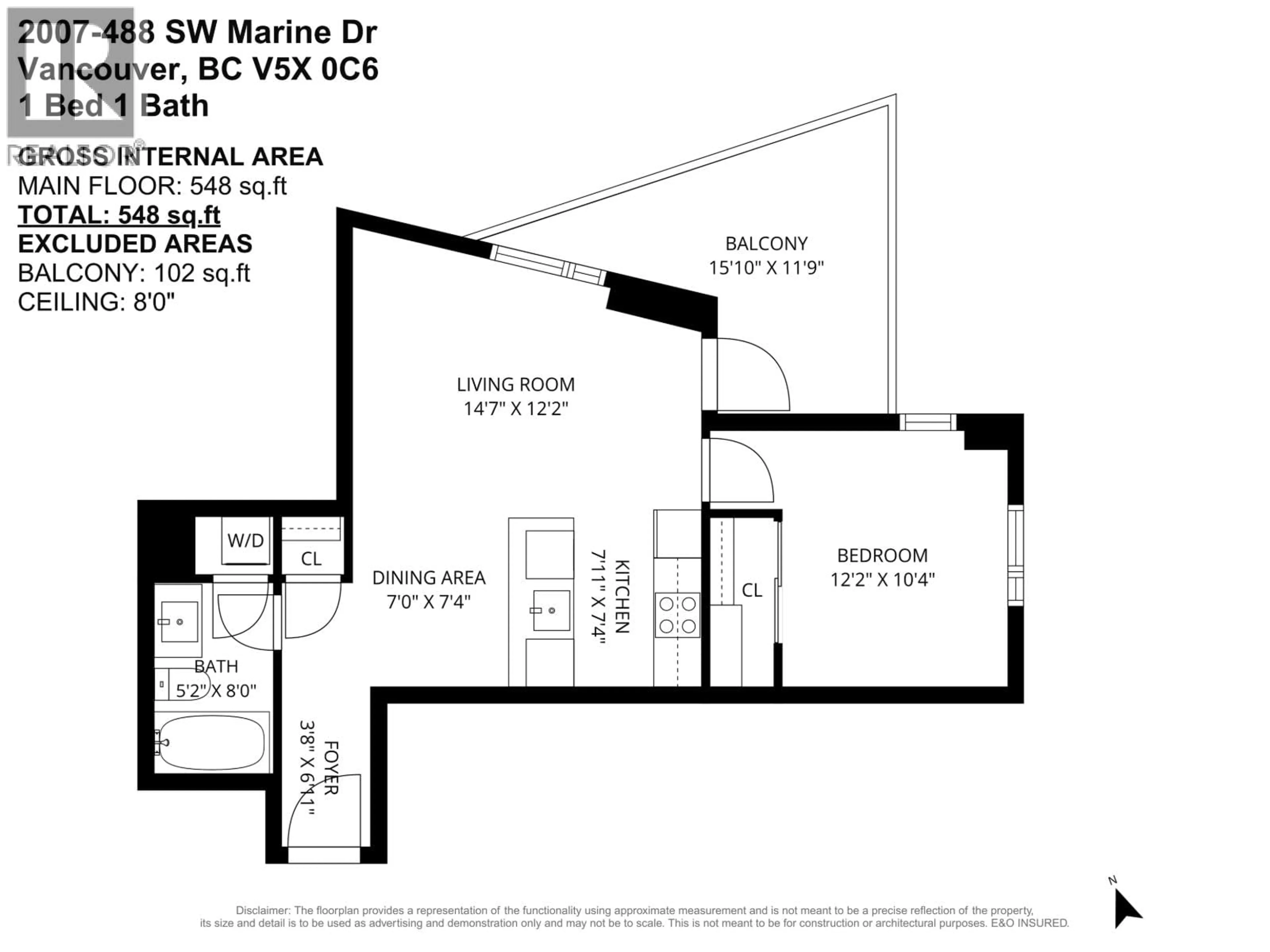 Floor plan for 2007 - 488 MARINE DRIVE, Vancouver British Columbia V5X0C6