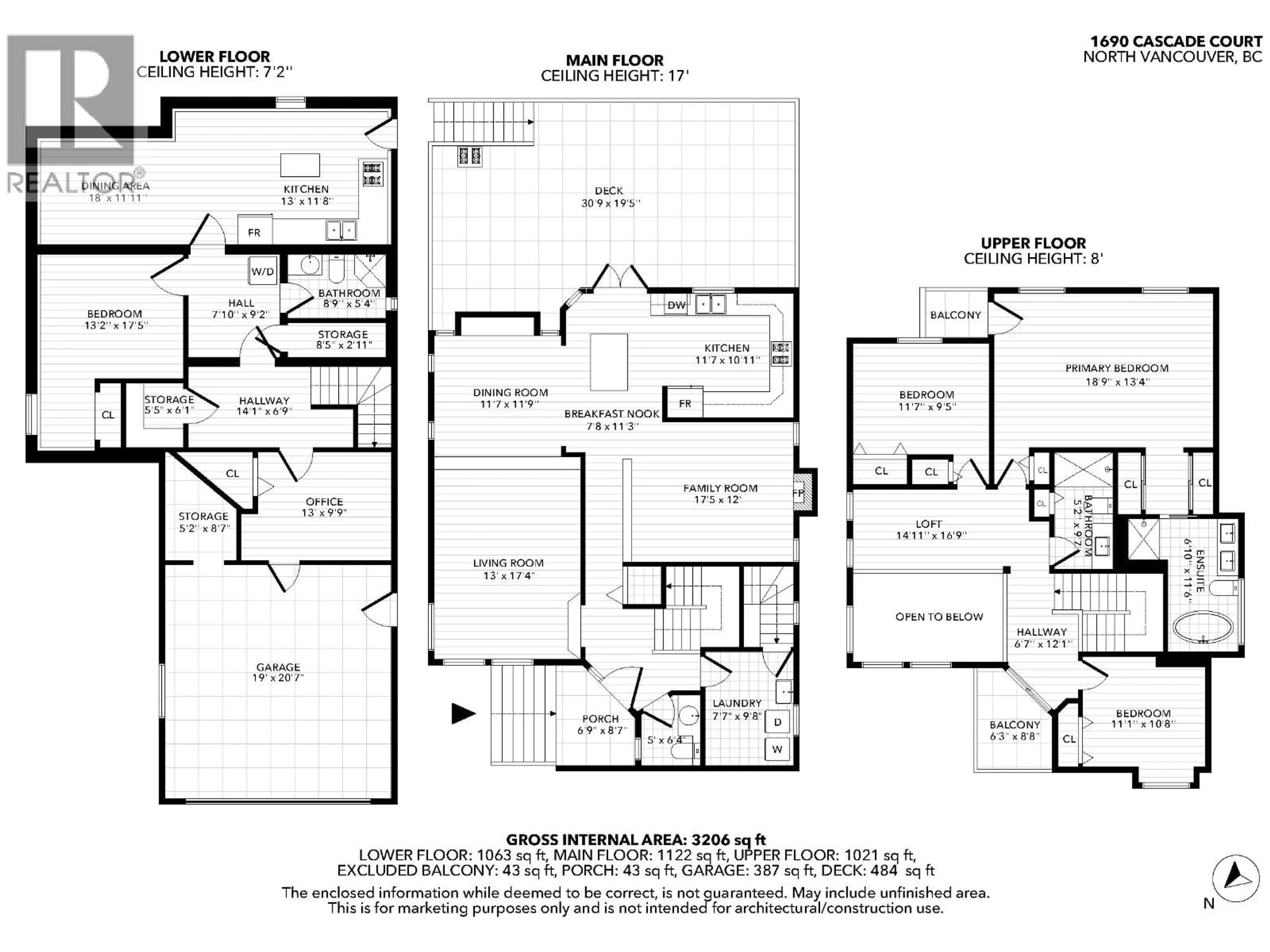 Floor plan for 1690 CASCADE COURT, North Vancouver British Columbia V7G2H6