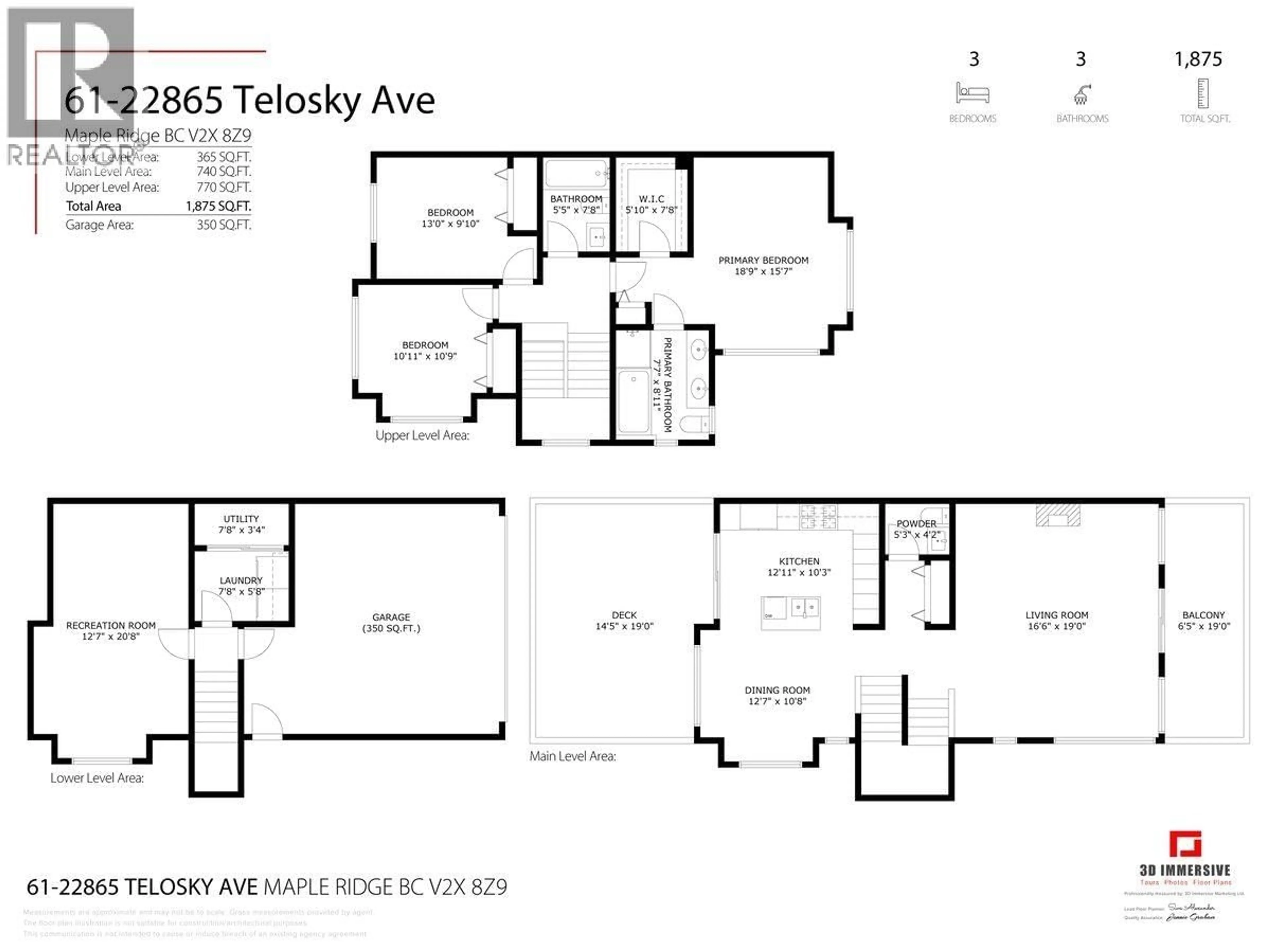 Floor plan for 61 - 22865 TELOSKY AVENUE, Maple Ridge British Columbia V2X8Z9