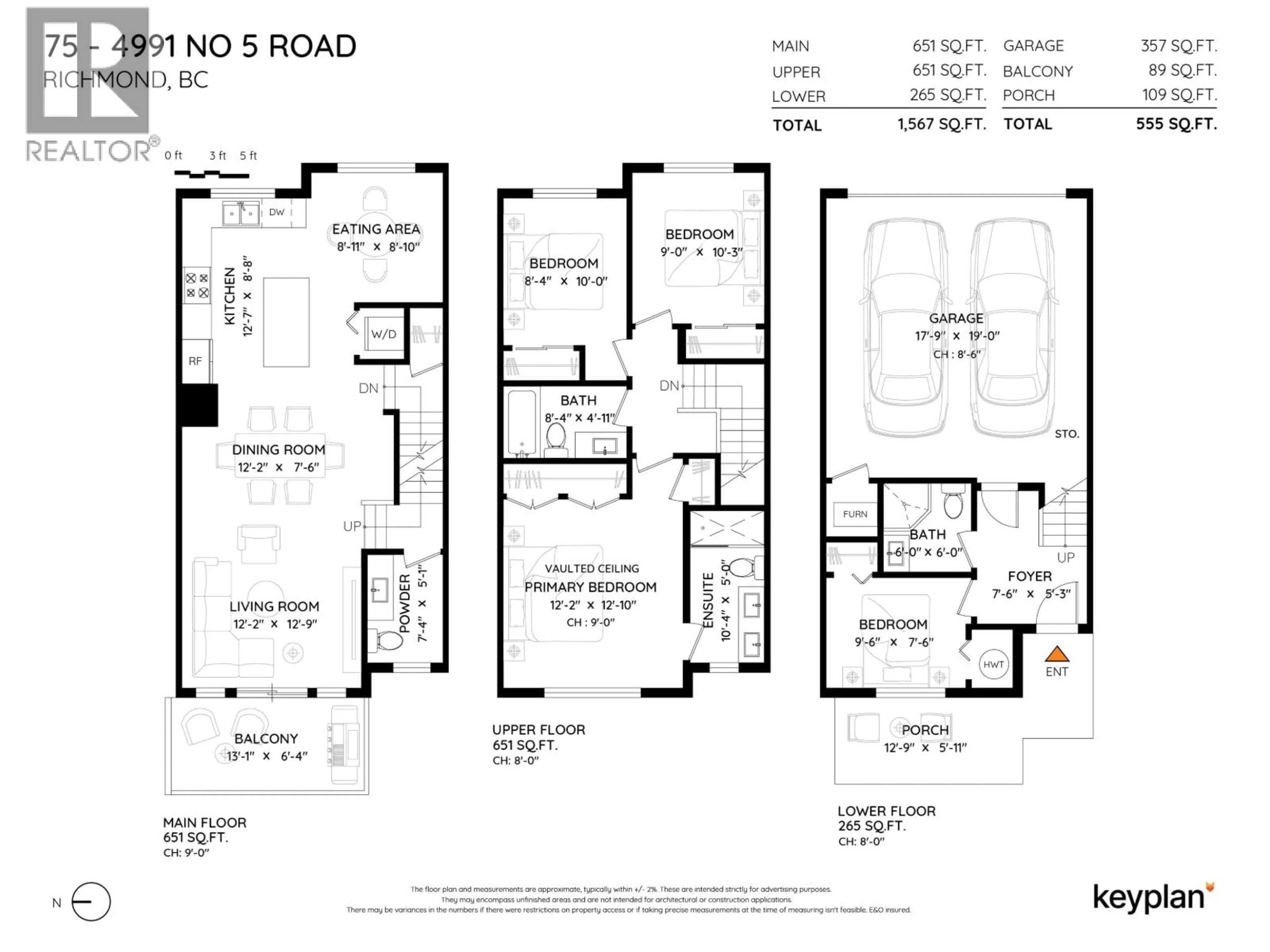 Floor plan for 75 - 4991 NO.5 ROAD, Richmond British Columbia V6X0S9