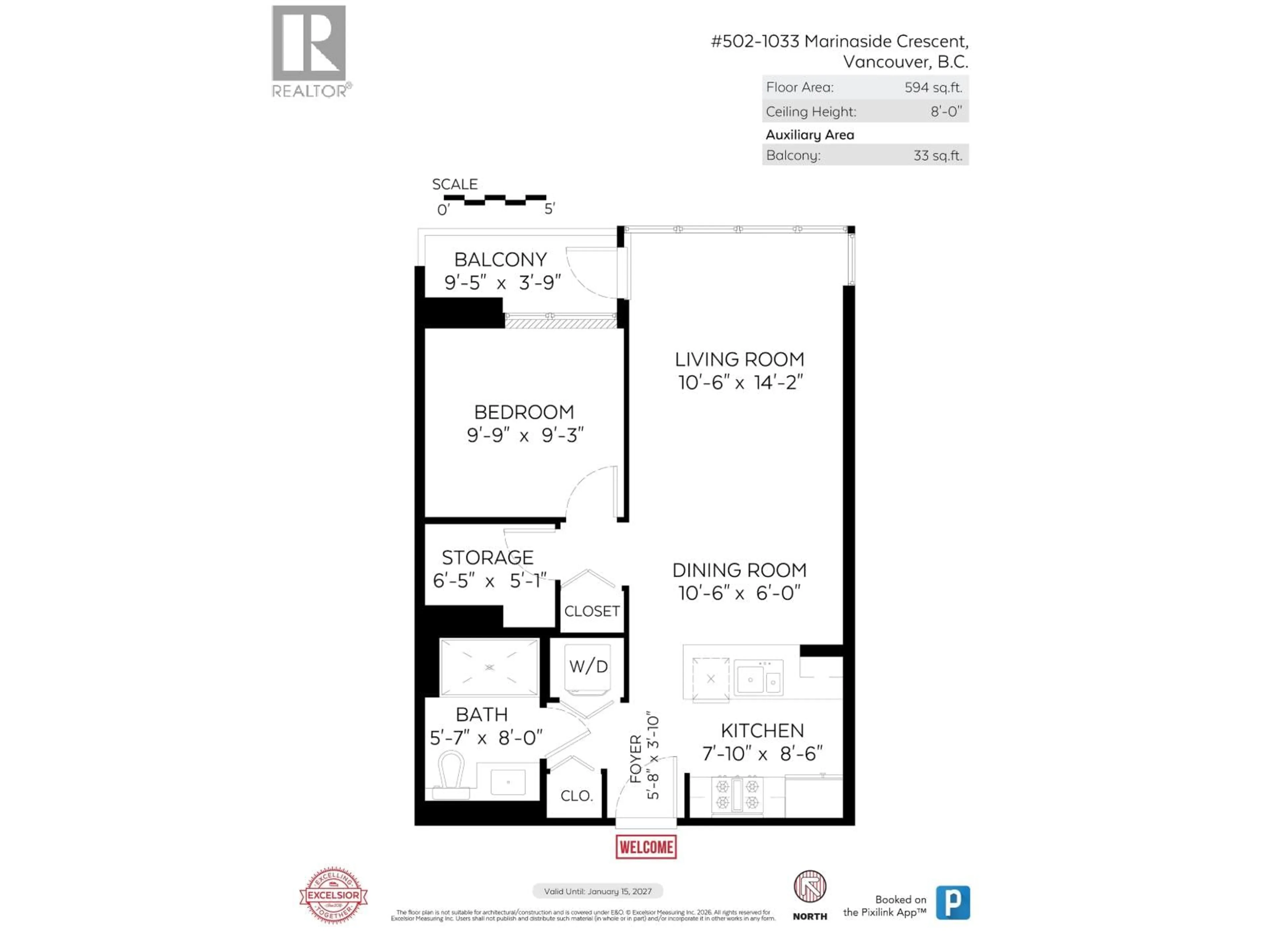 Floor plan for 502 - 1033 MARINASIDE CRESCENT, Vancouver British Columbia V6Z3A3