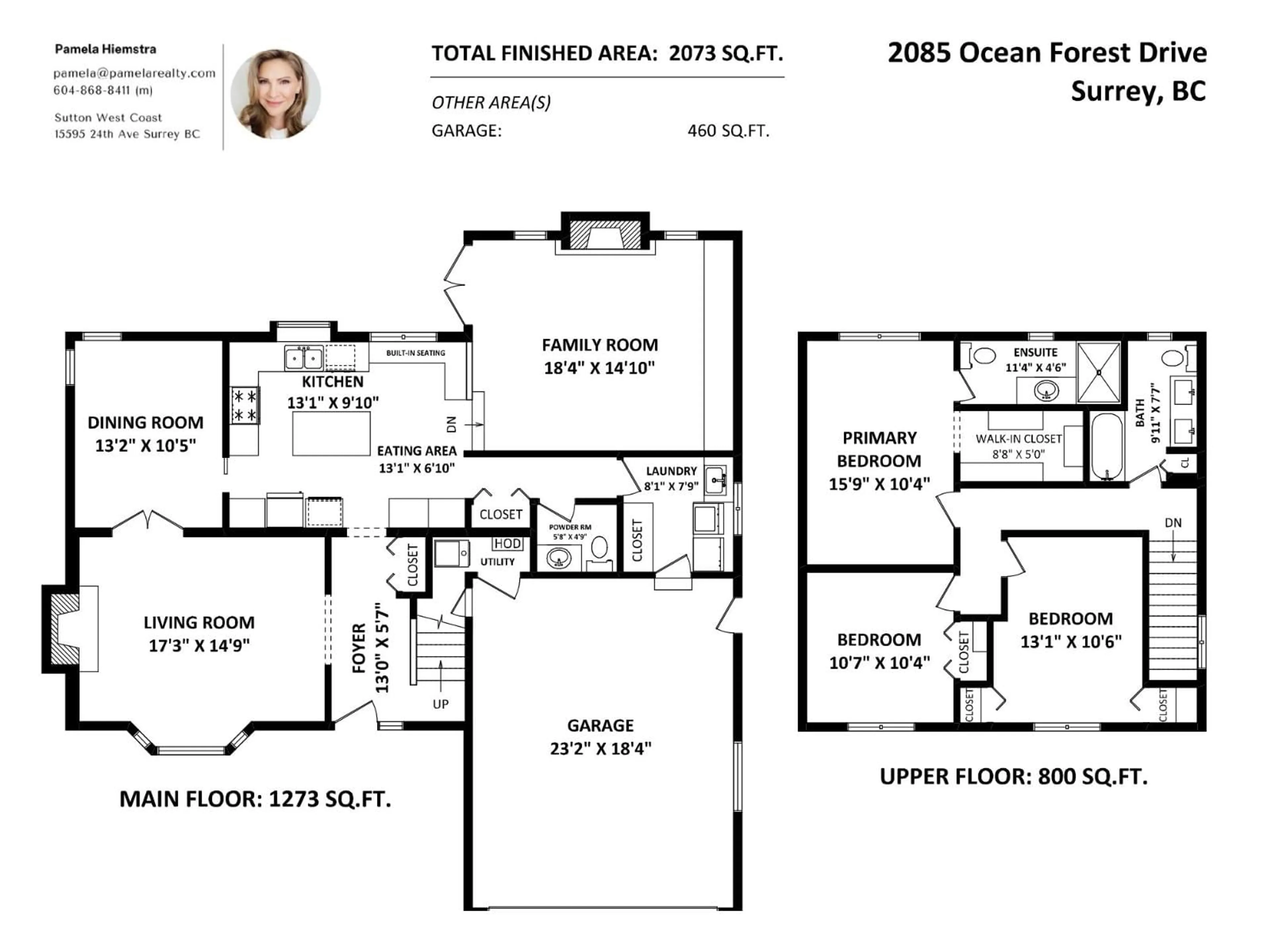 Floor plan for 2085 OCEAN FOREST DRIVE, Surrey British Columbia V4A6P1