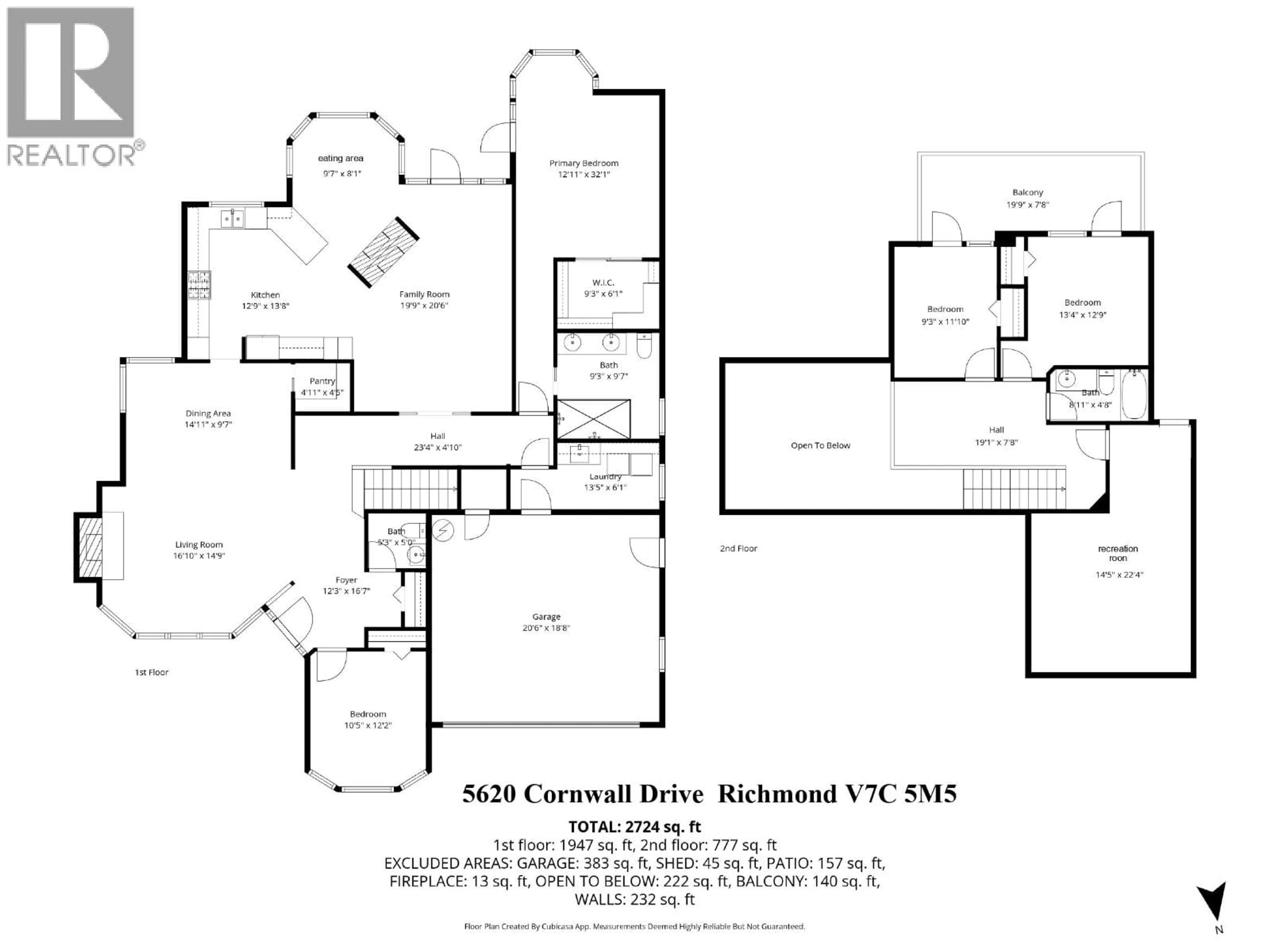Floor plan for 5620 CORNWALL DRIVE, Richmond British Columbia V7C5M5