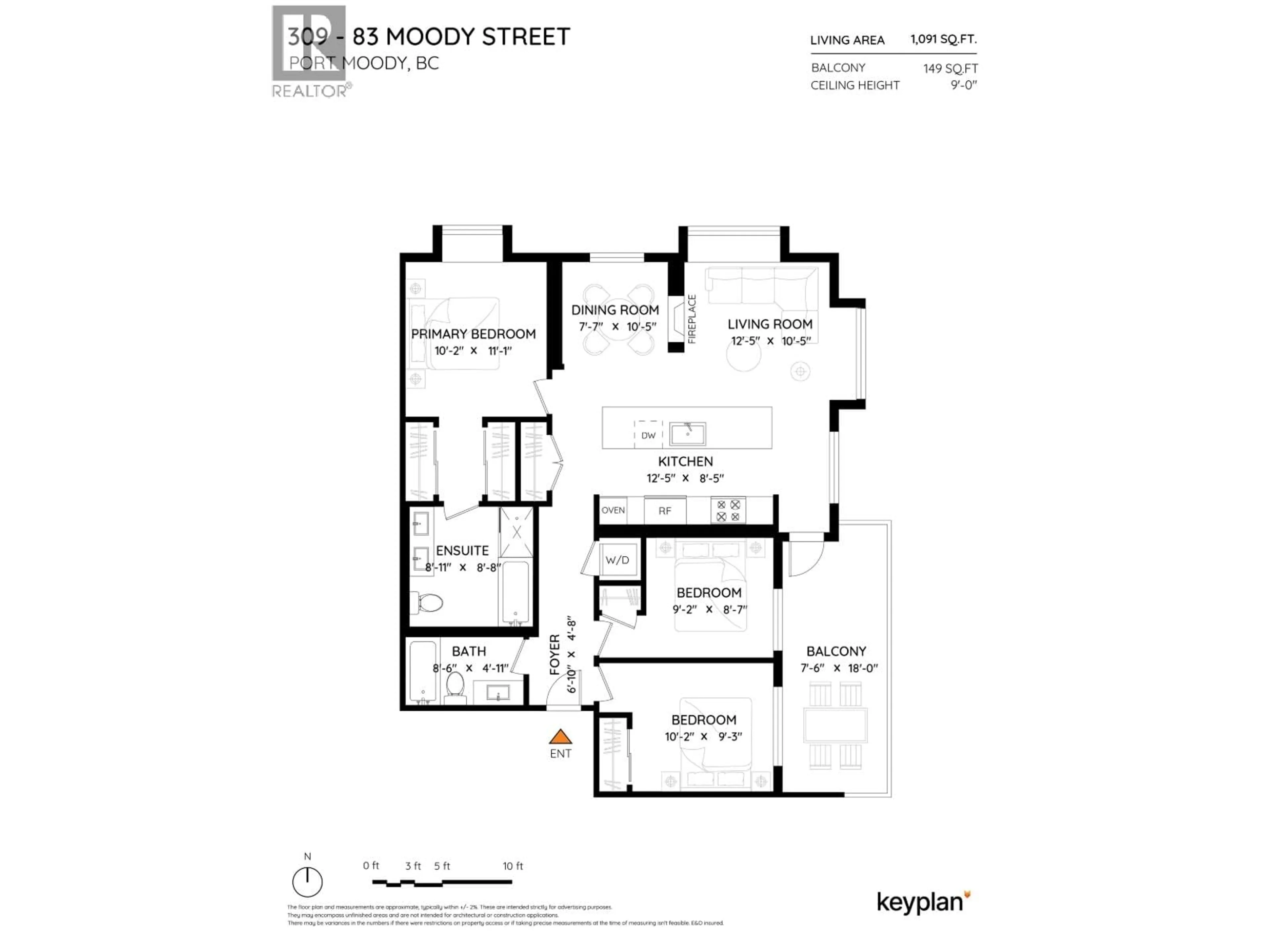 Floor plan for 309 - 83 MOODY STREET, Port Moody British Columbia V3H0K7