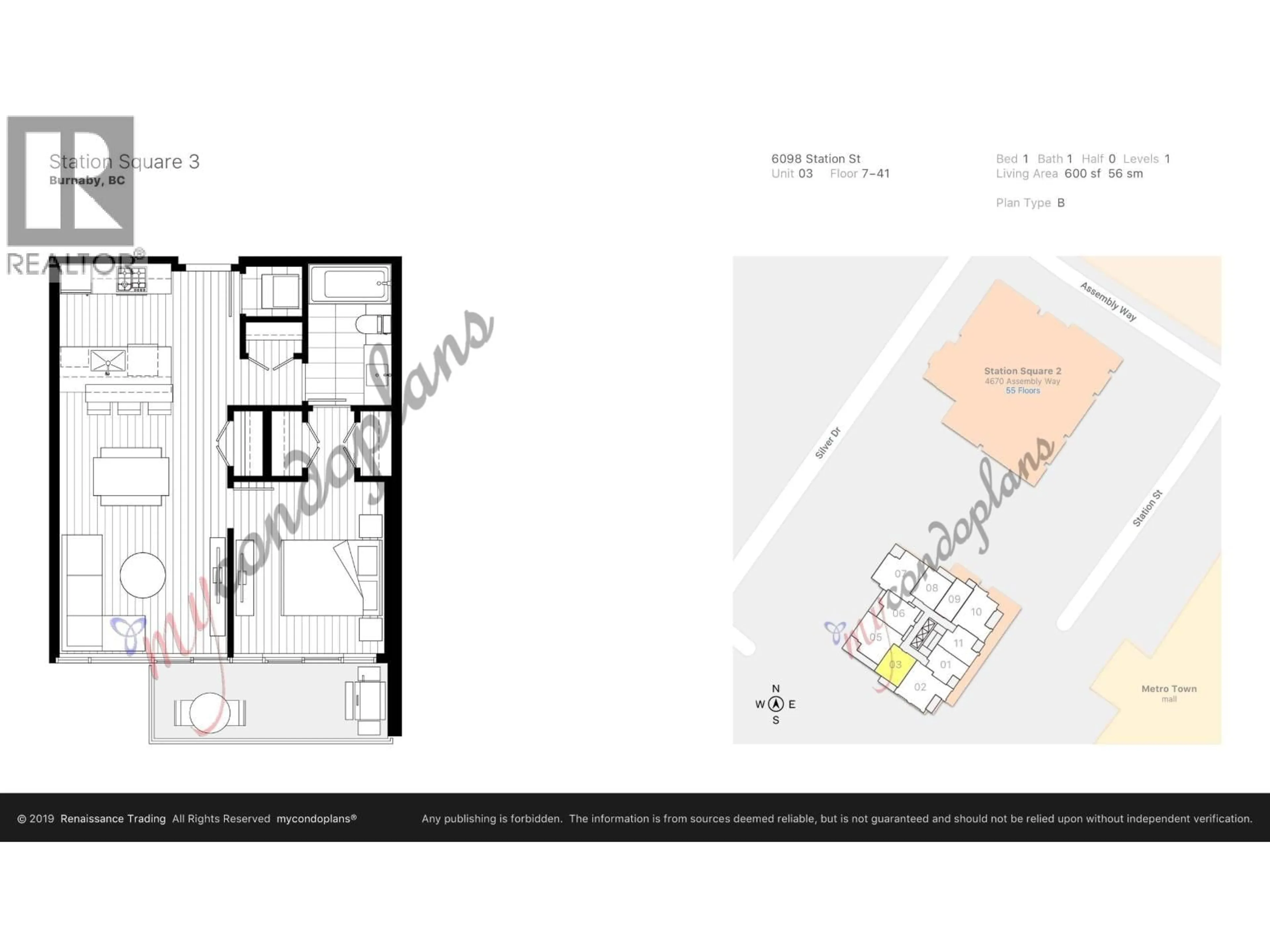 Floor plan for 2203 - 6098 STATION STREET, Burnaby British Columbia V5H0H4