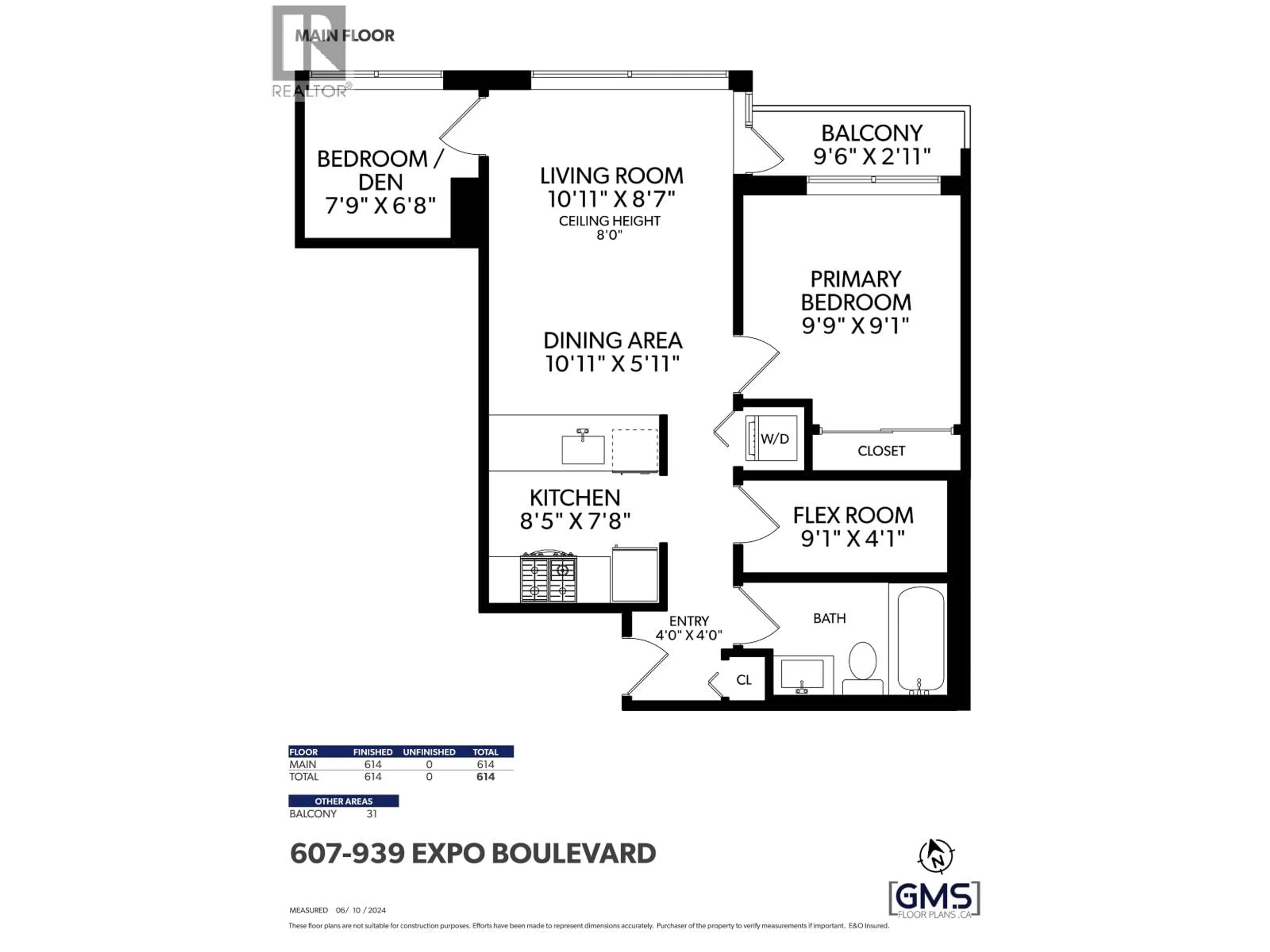 Floor plan for 607 - 939 EXPO BOULEVARD, Vancouver British Columbia V6Z3G7