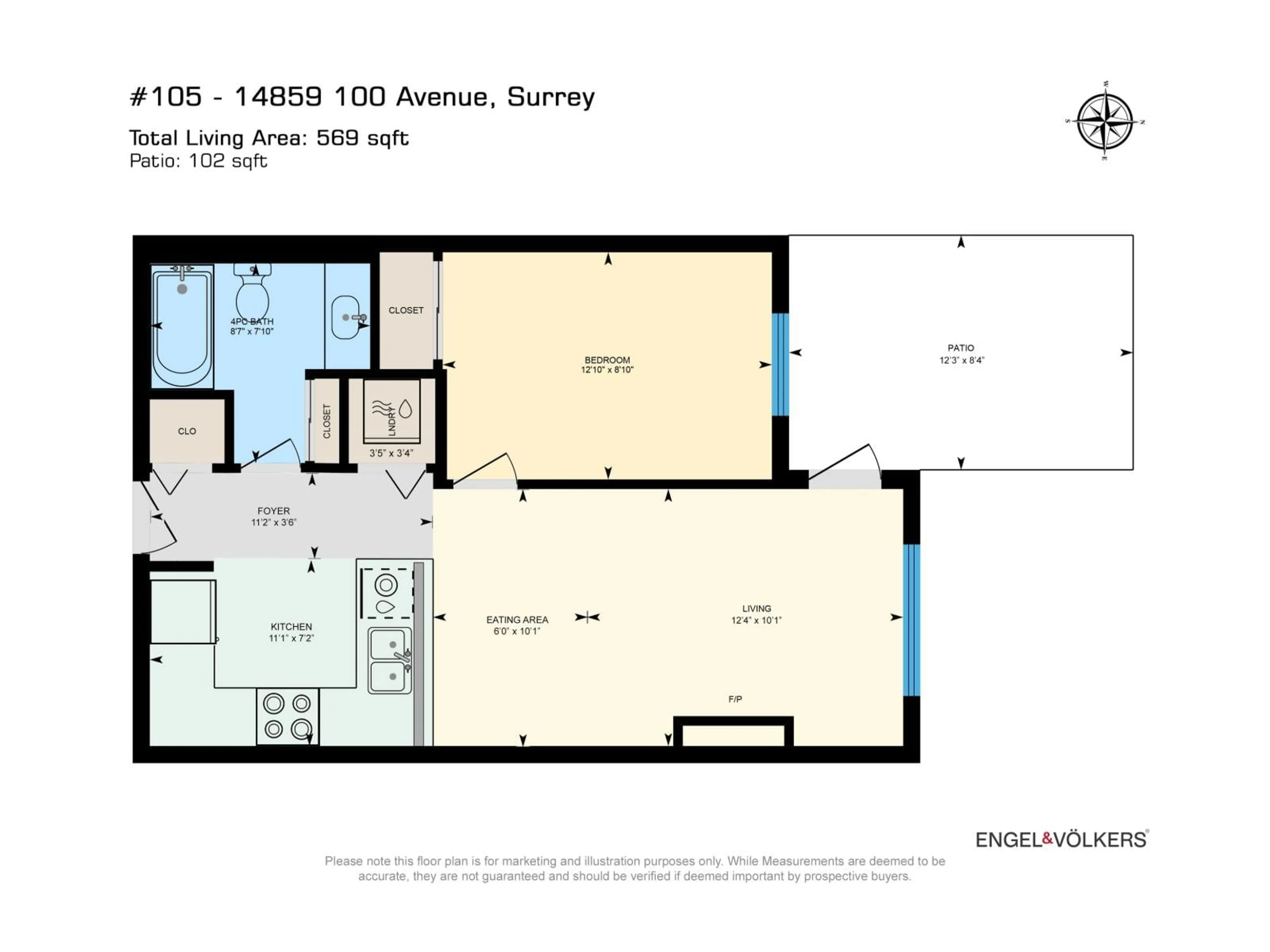 Floor plan for 105 - 14859 100 AVENUE, Surrey British Columbia V3R2V5