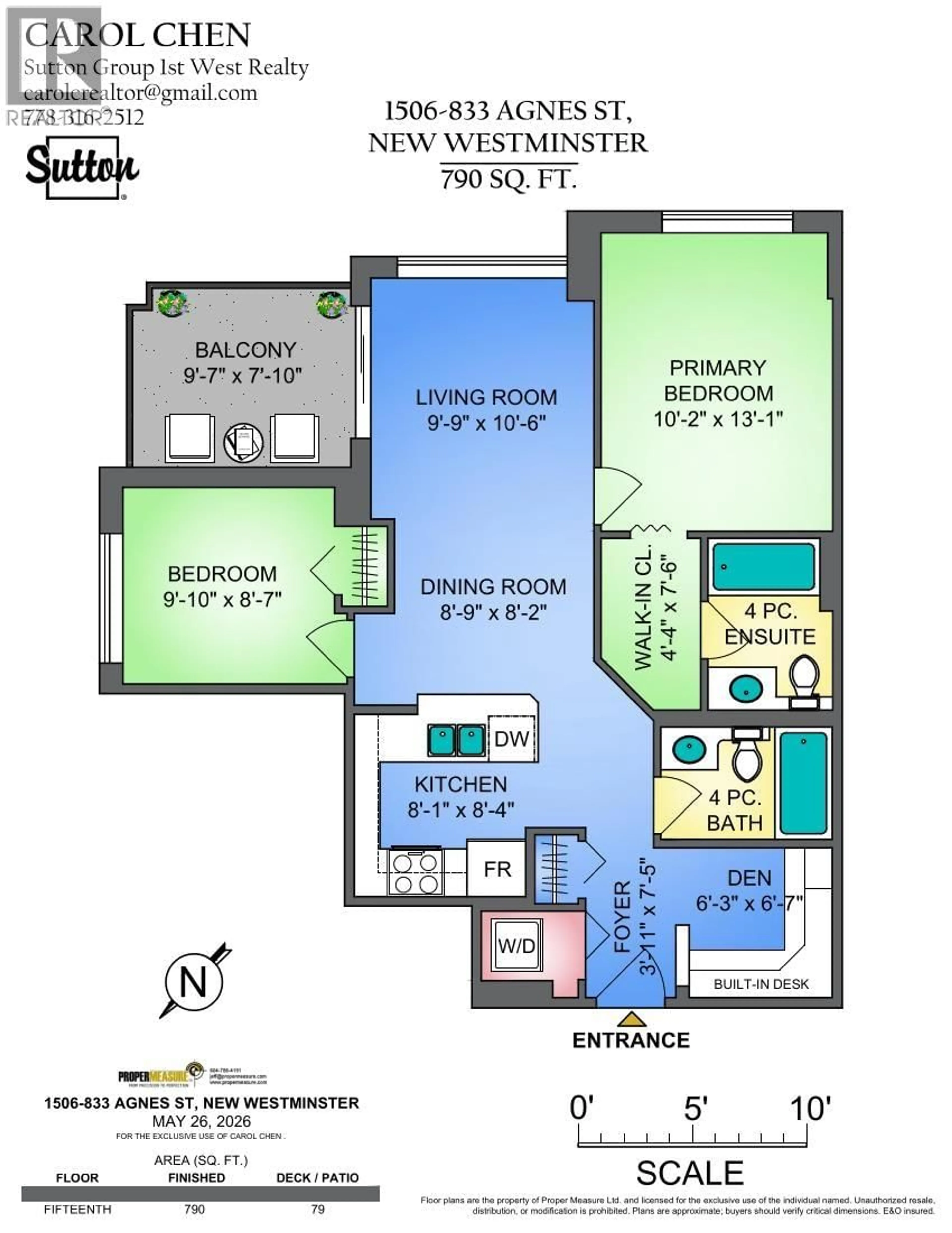Floor plan for 1506 - 833 AGNES STREET, New Westminster British Columbia V3M0B1