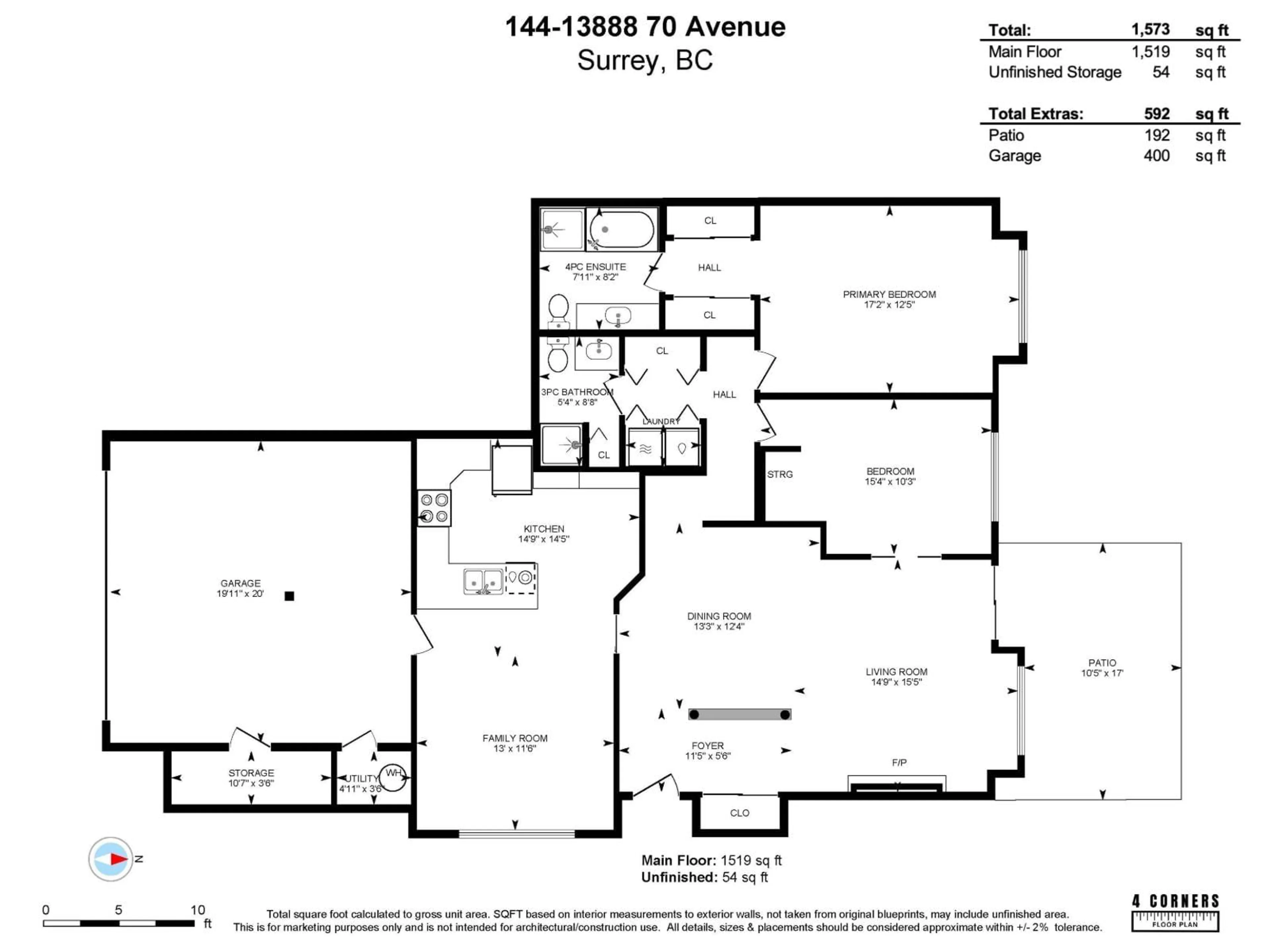 Floor plan for 144 - 13888 70 AVENUE, Surrey British Columbia V3W0R8