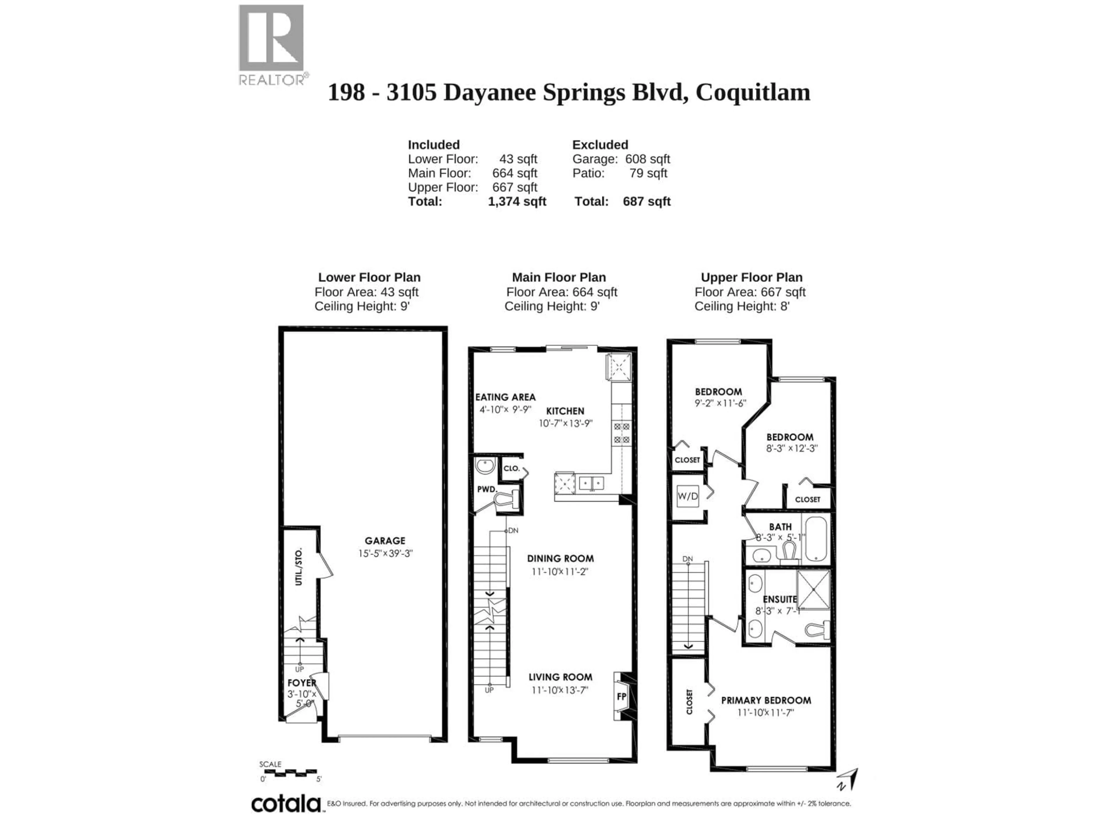 Floor plan for 198 - 3105 DAYANEE SPRINGS BOULEVARD, Coquitlam British Columbia V3E0C2