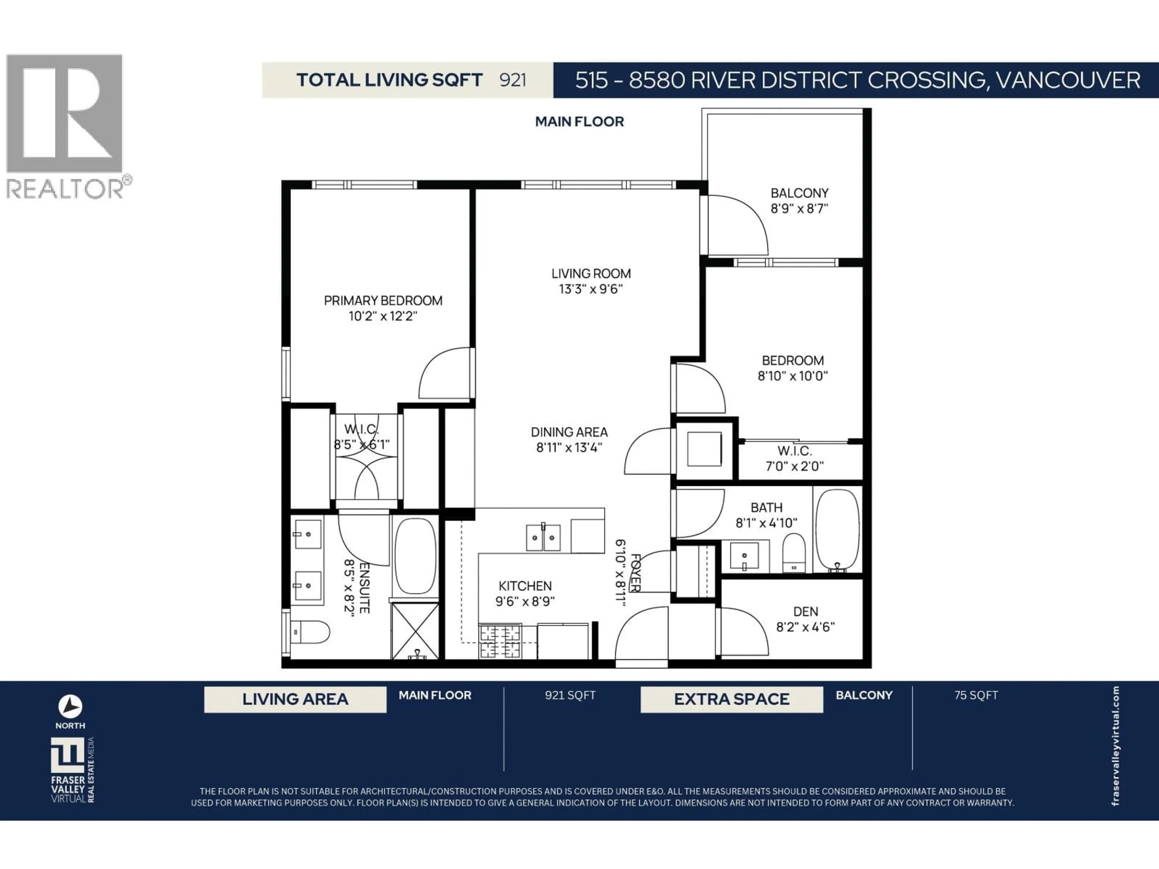 Floor plan for 515 - 8580 RIVER DISTRICT CROSSING, Vancouver British Columbia V5S0B9