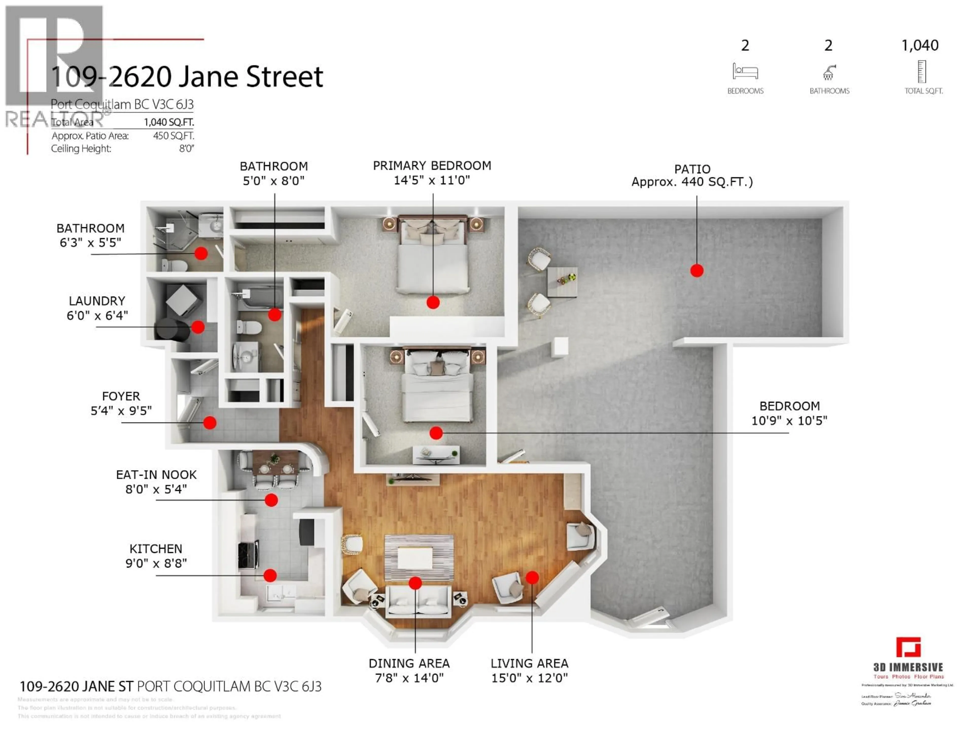 Floor plan for 109 - 2620 JANE STREET, Port Coquitlam British Columbia V3C6J3