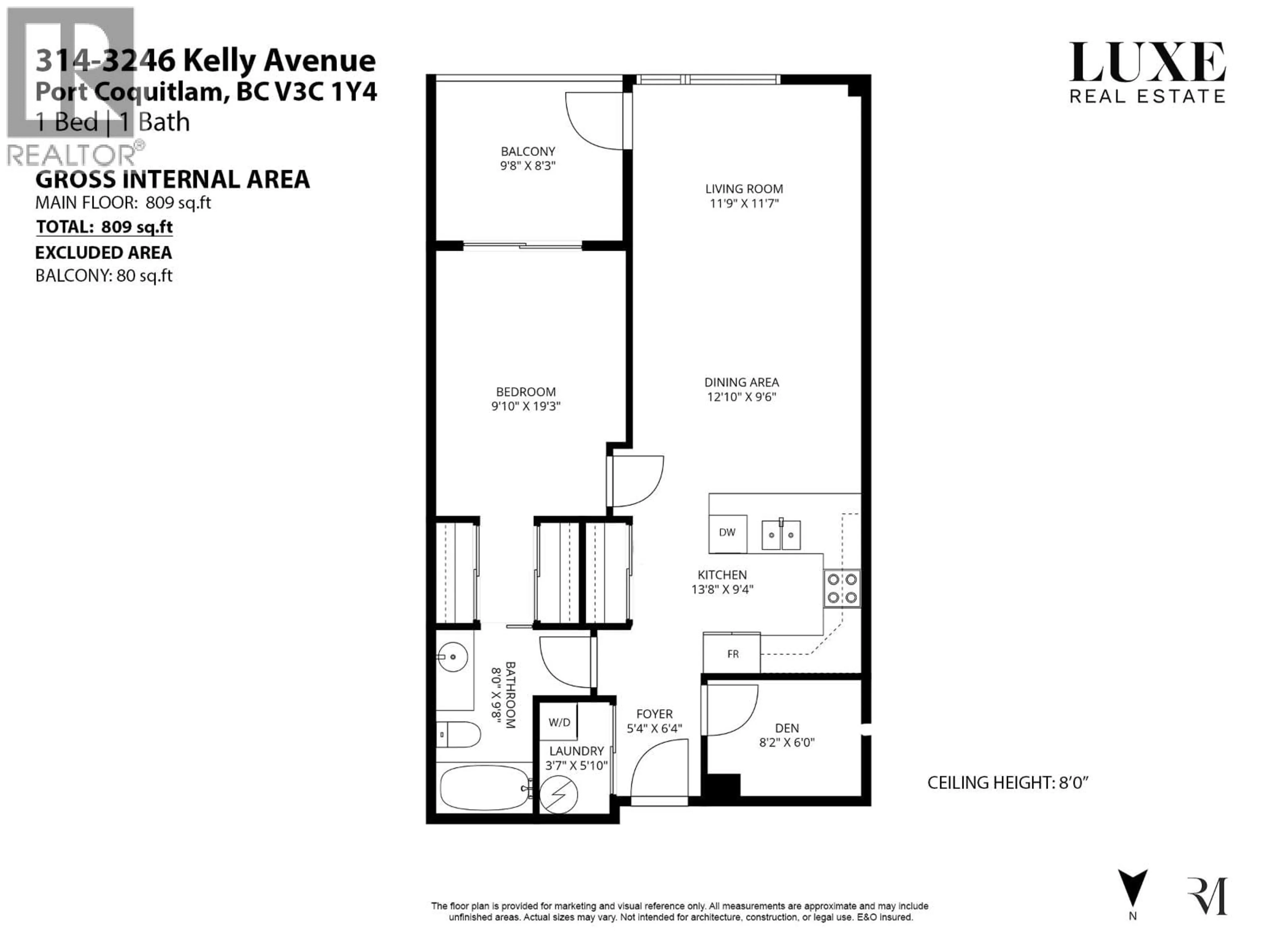 Floor plan for 314 - 2436 KELLY AVENUE, Port Coquitlam British Columbia V3C1Y4