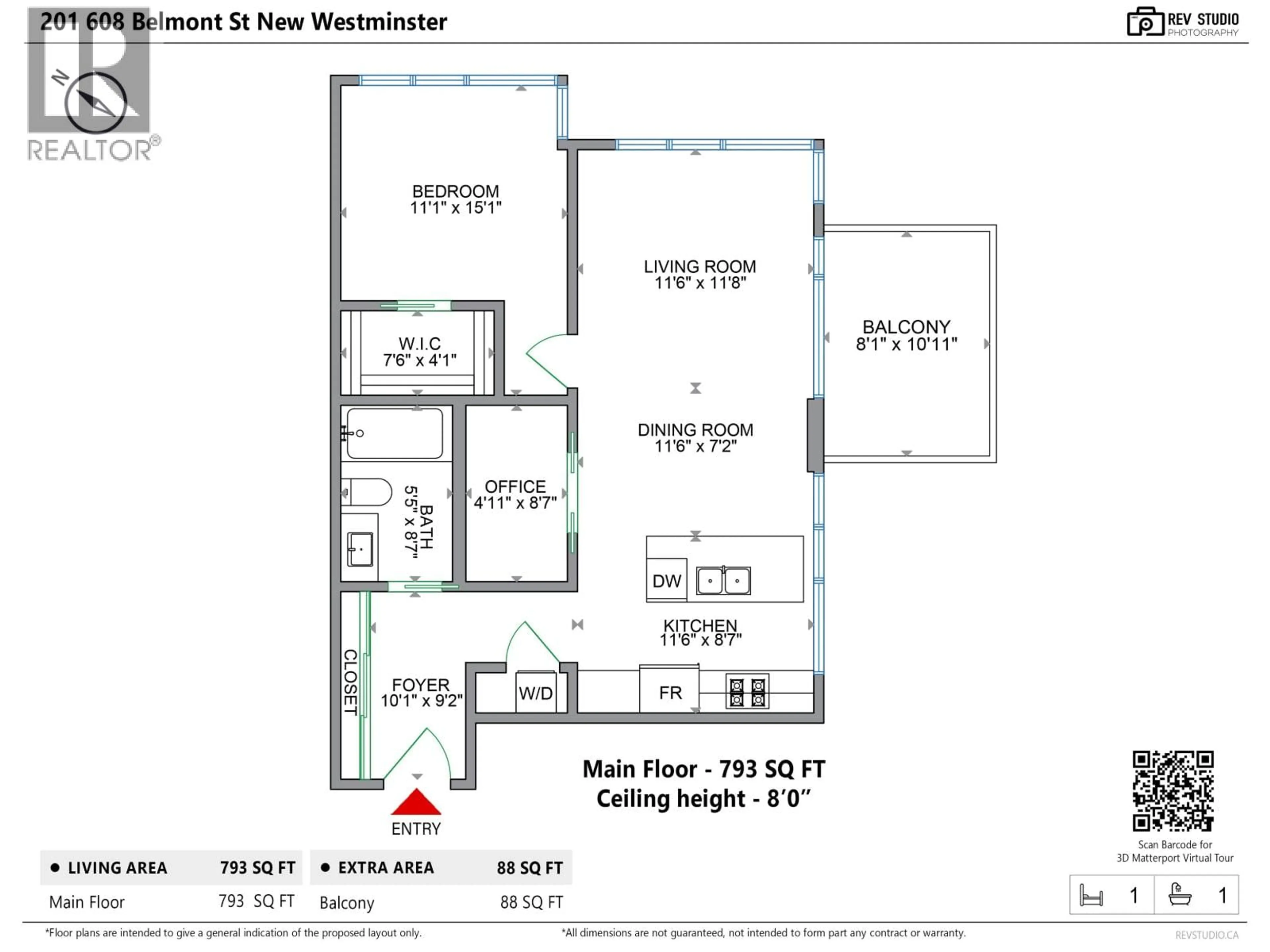 Floor plan for 201 - 608 BELMONT STREET, New Westminster British Columbia V3M0G8