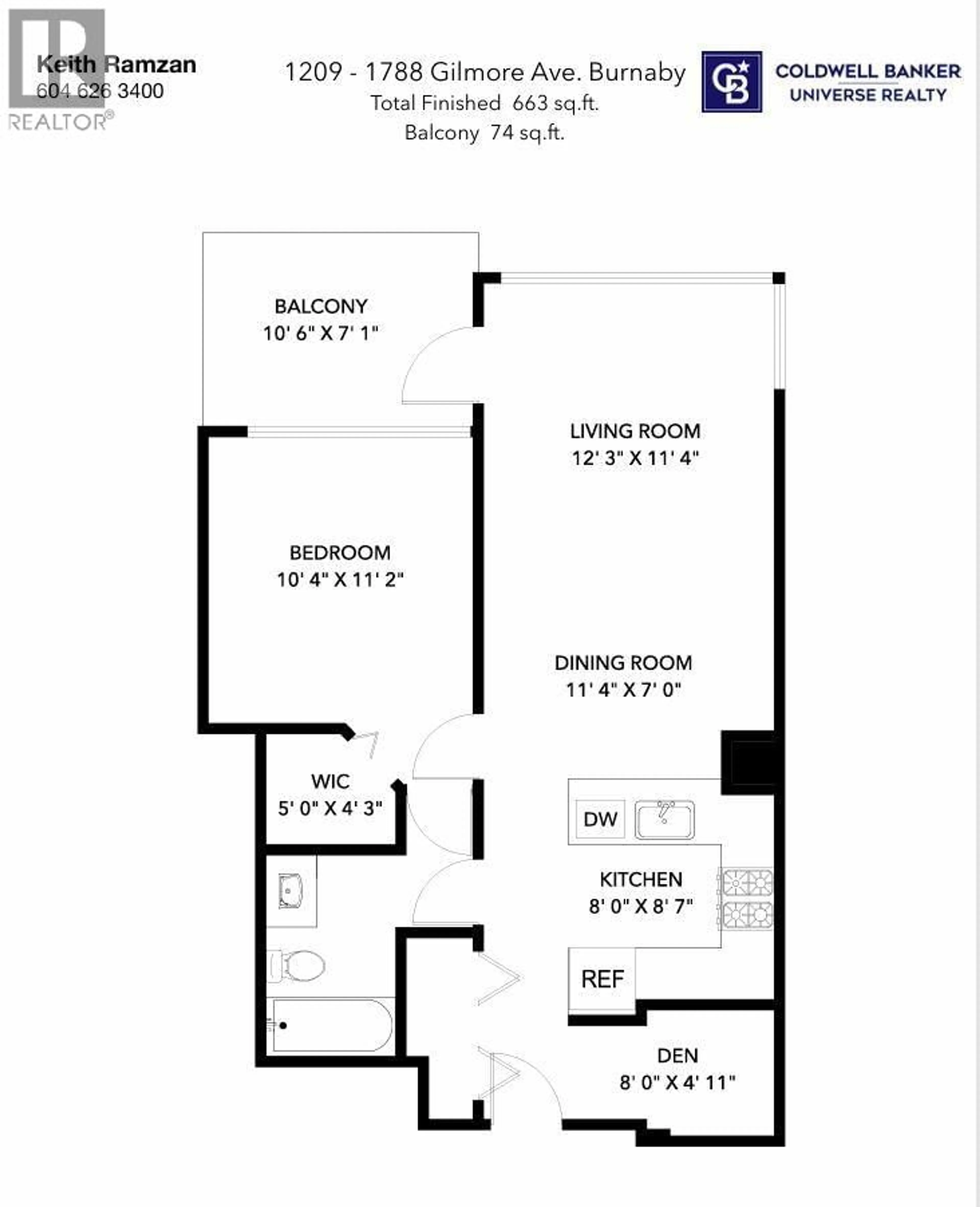 Floor plan for 1209 - 1788 GILMORE AVENUE, Burnaby British Columbia V5C0L5