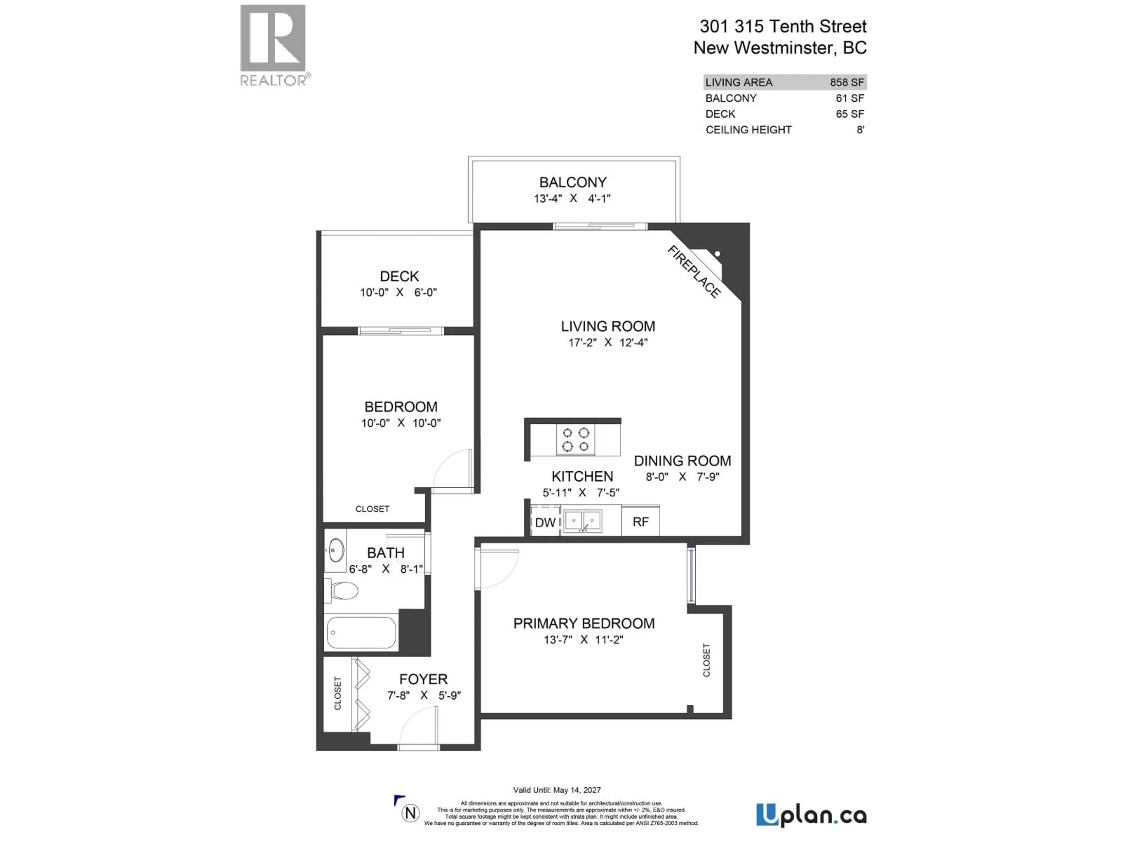 Floor plan for 301 - 315 TENTH STREET, New Westminster British Columbia V3M3Y2