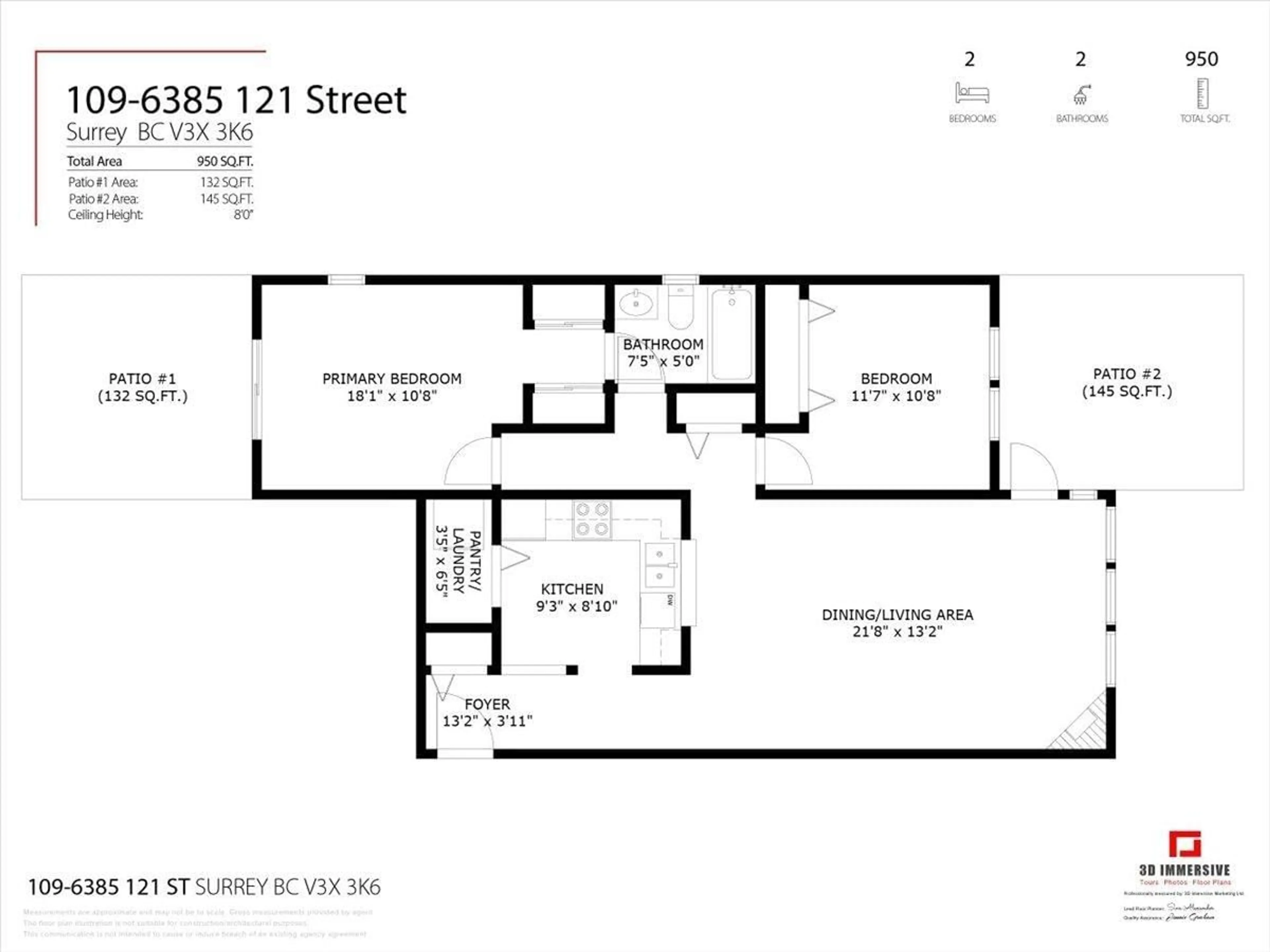 Floor plan for 109 - 6385 121ST STREET, Surrey British Columbia V3X3K6