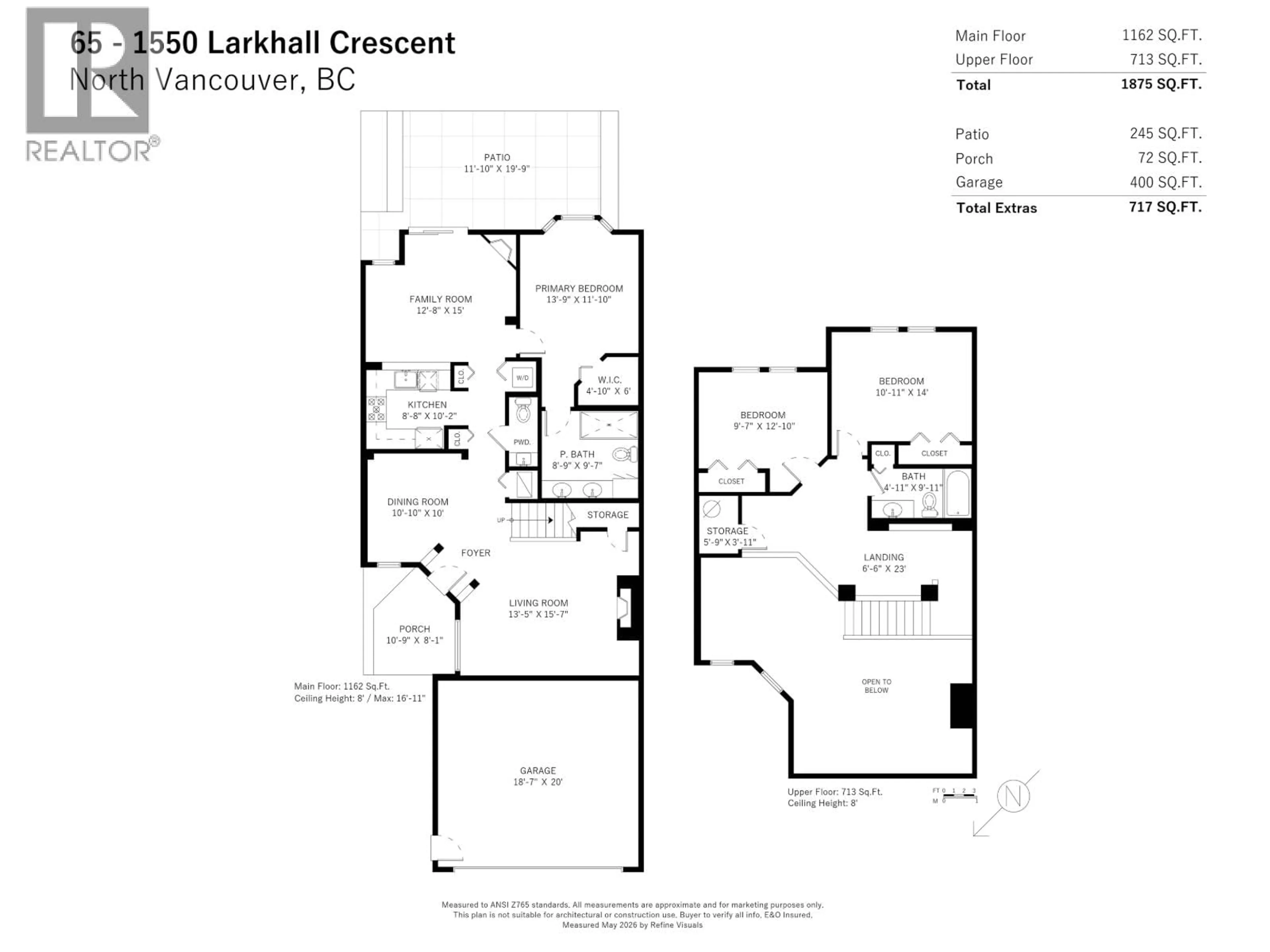 Floor plan for 65 - 1550 LARKHALL CRESCENT, North Vancouver British Columbia V7H2Z2