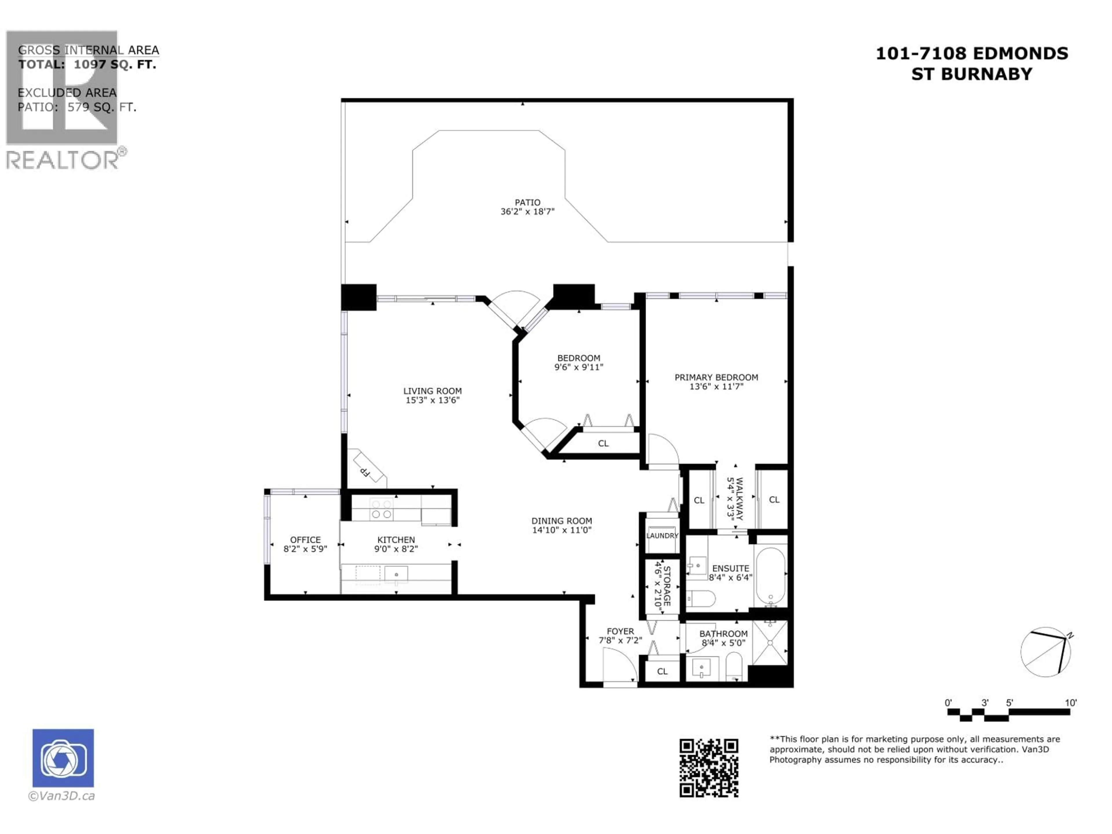 Floor plan for 101 - 7108 EDMONDS STREET, Burnaby British Columbia V3N4X9