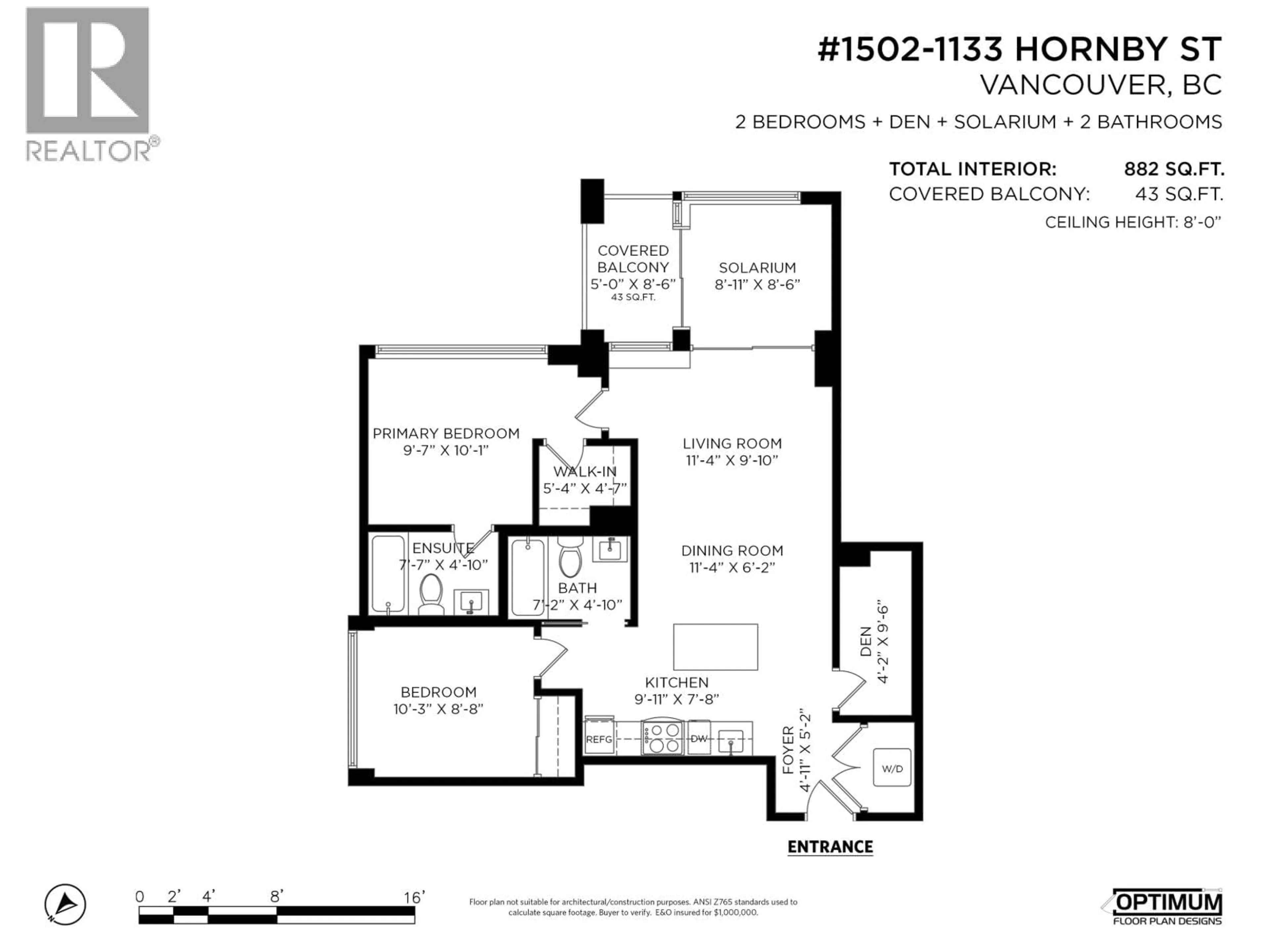 Floor plan for 1502 - 1133 HORNBY STREET, Vancouver British Columbia V6Z1W1