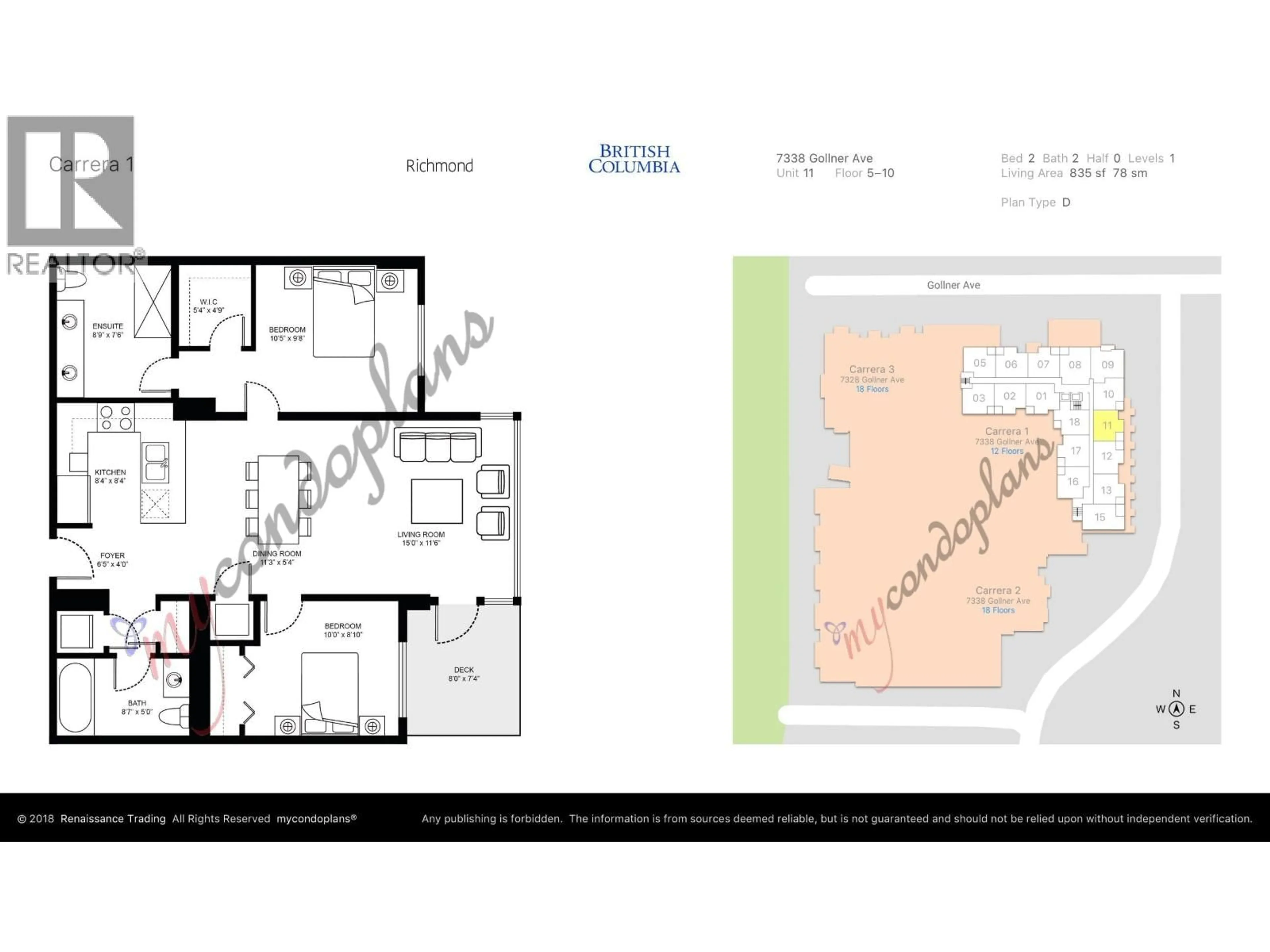 Floor plan for 1011 - 7338 GOLLNER AVENUE, Richmond British Columbia V6Y0H8