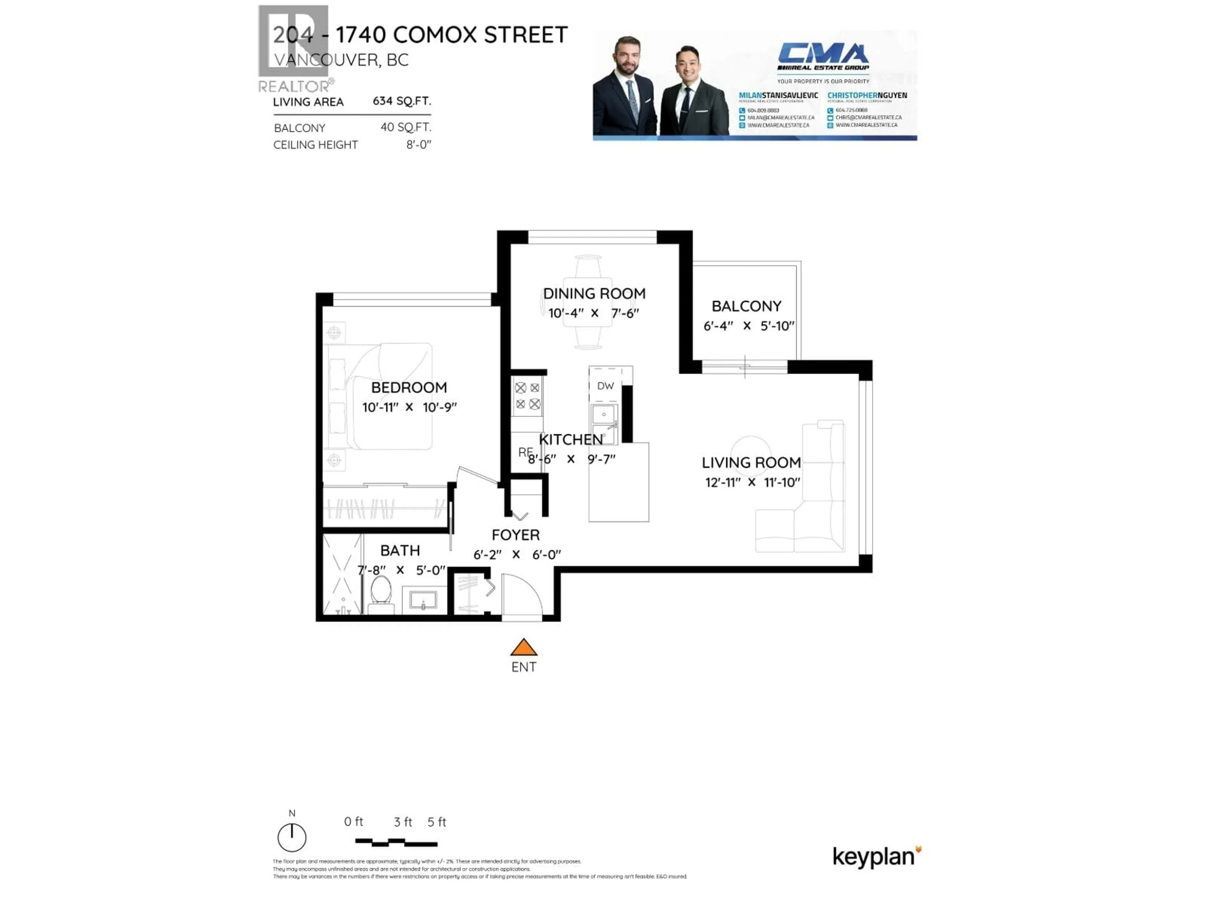 Floor plan for 204 - 1740 COMOX STREET, Vancouver British Columbia V6G2Z1