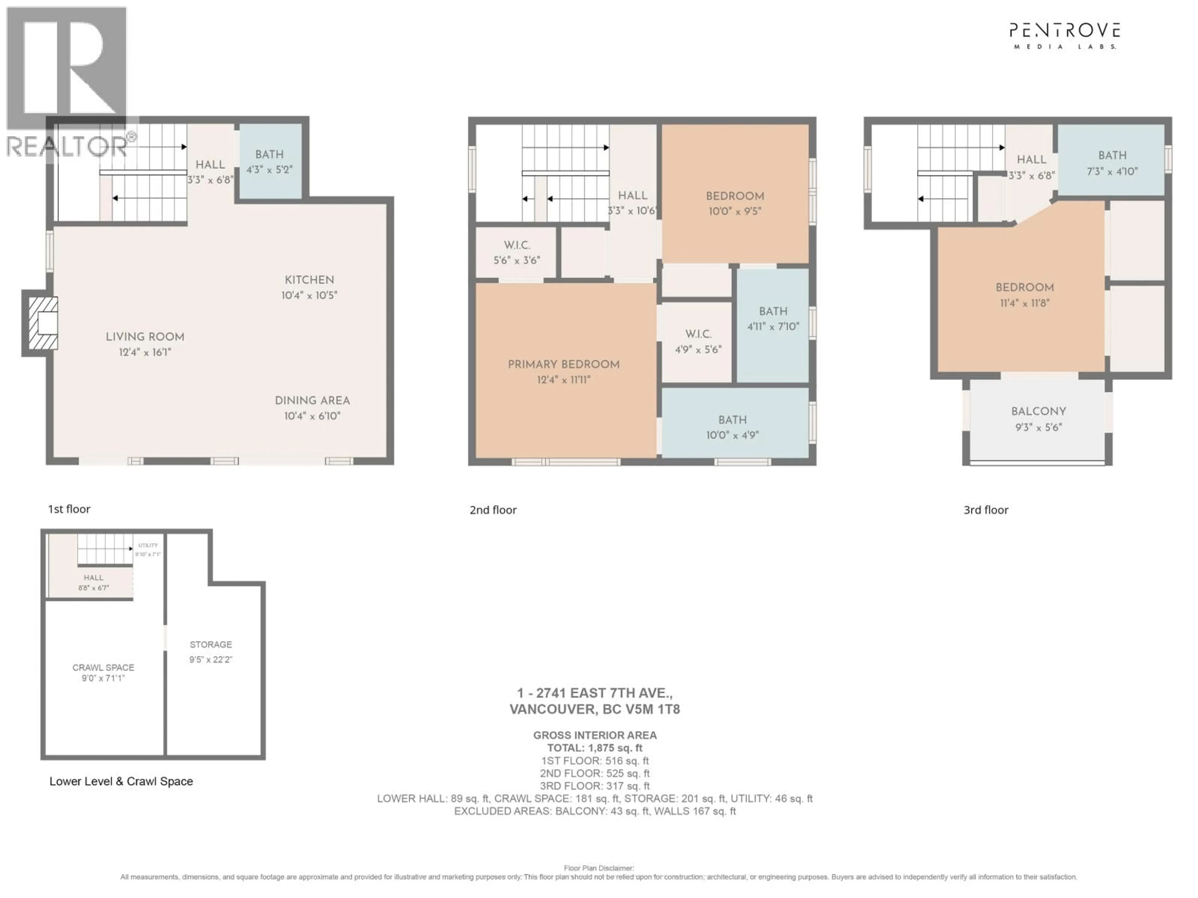 Floor plan for 1 - 2741 7TH AVENUE, Vancouver British Columbia V5M1T8