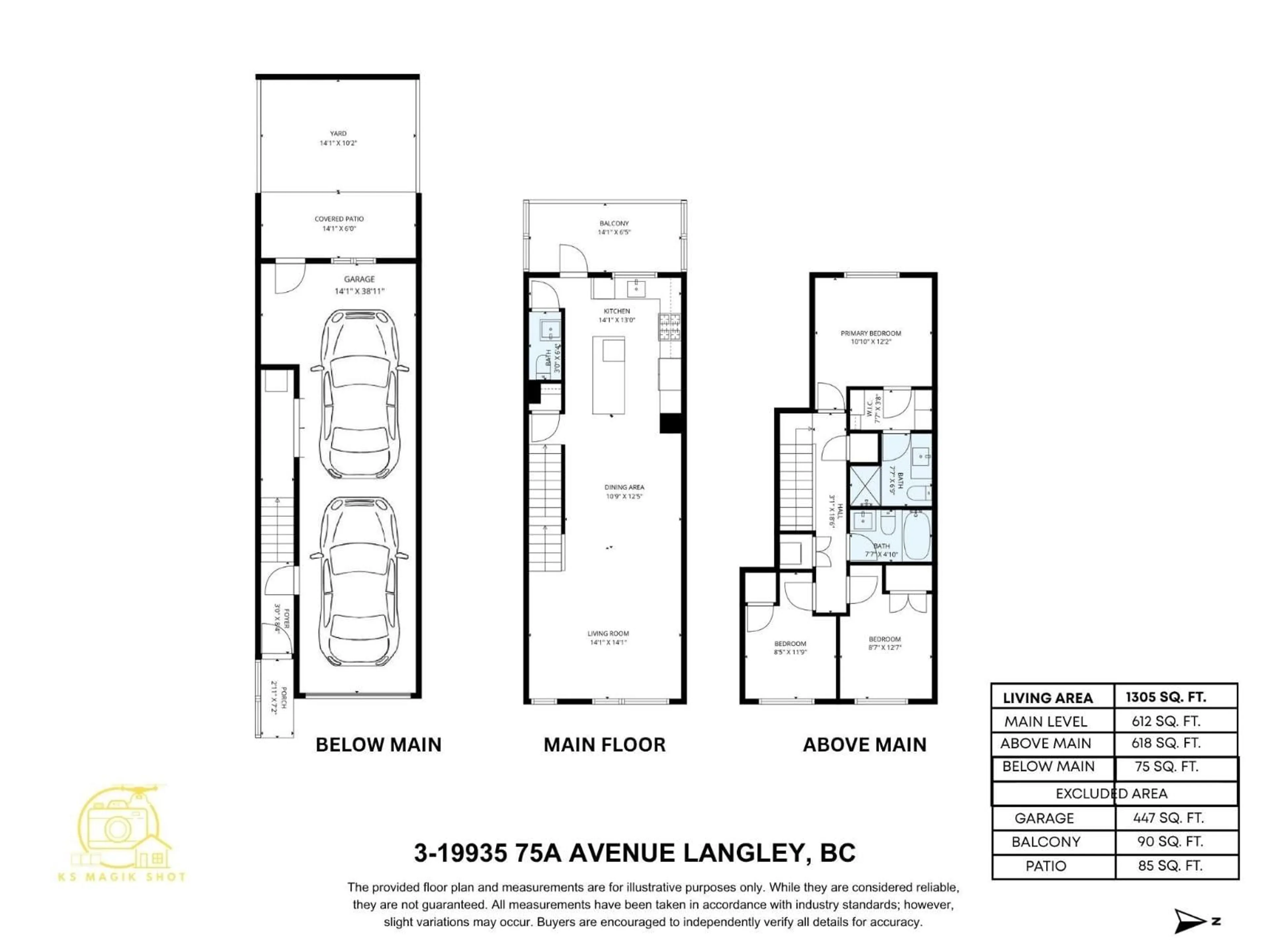 Floor plan for 3 - 19935 75A AVENUE, Langley British Columbia V2Y4L5