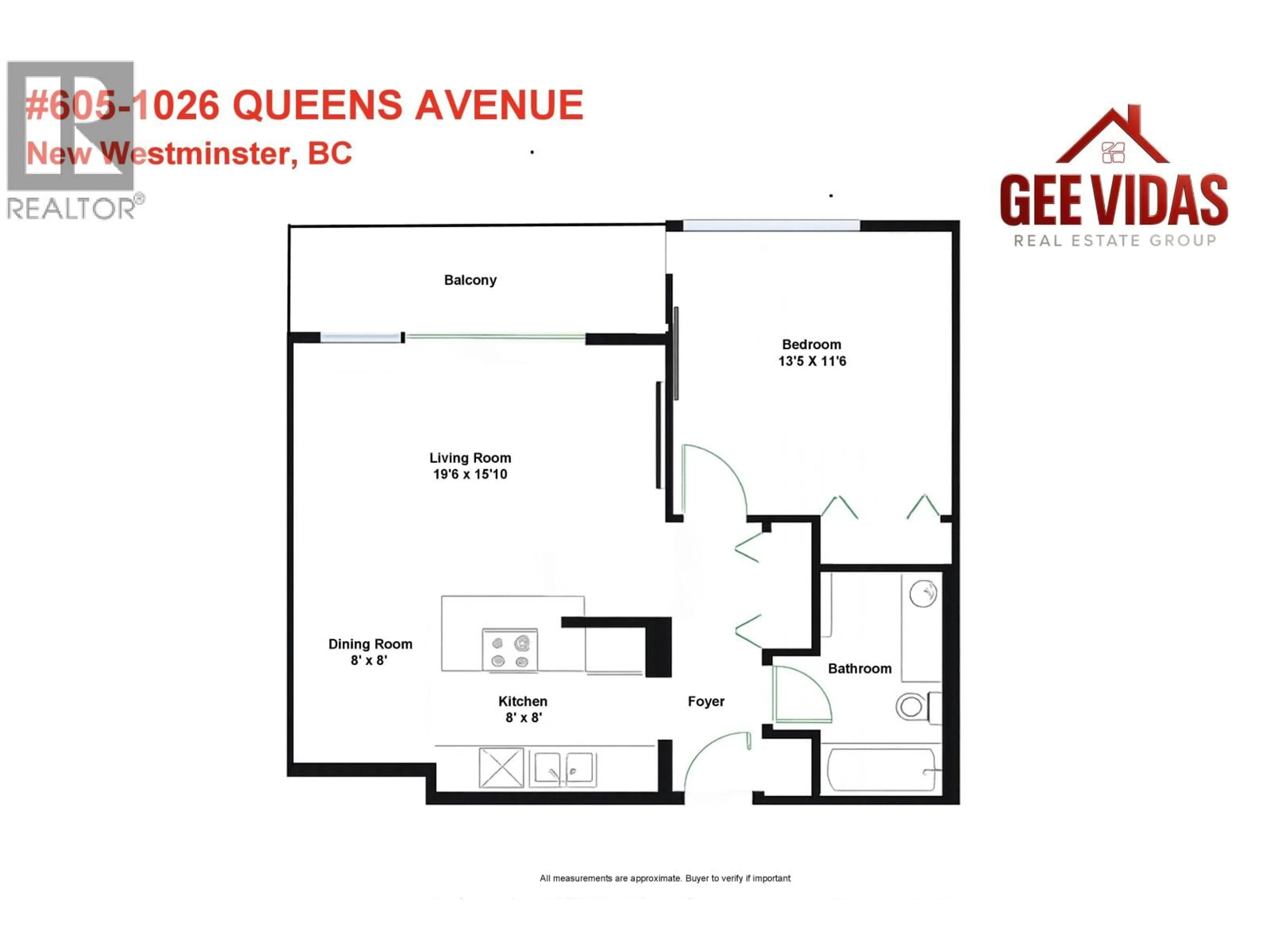 Floor plan for 605 - 1026 QUEENS AVENUE, New Westminster British Columbia V3M6B2