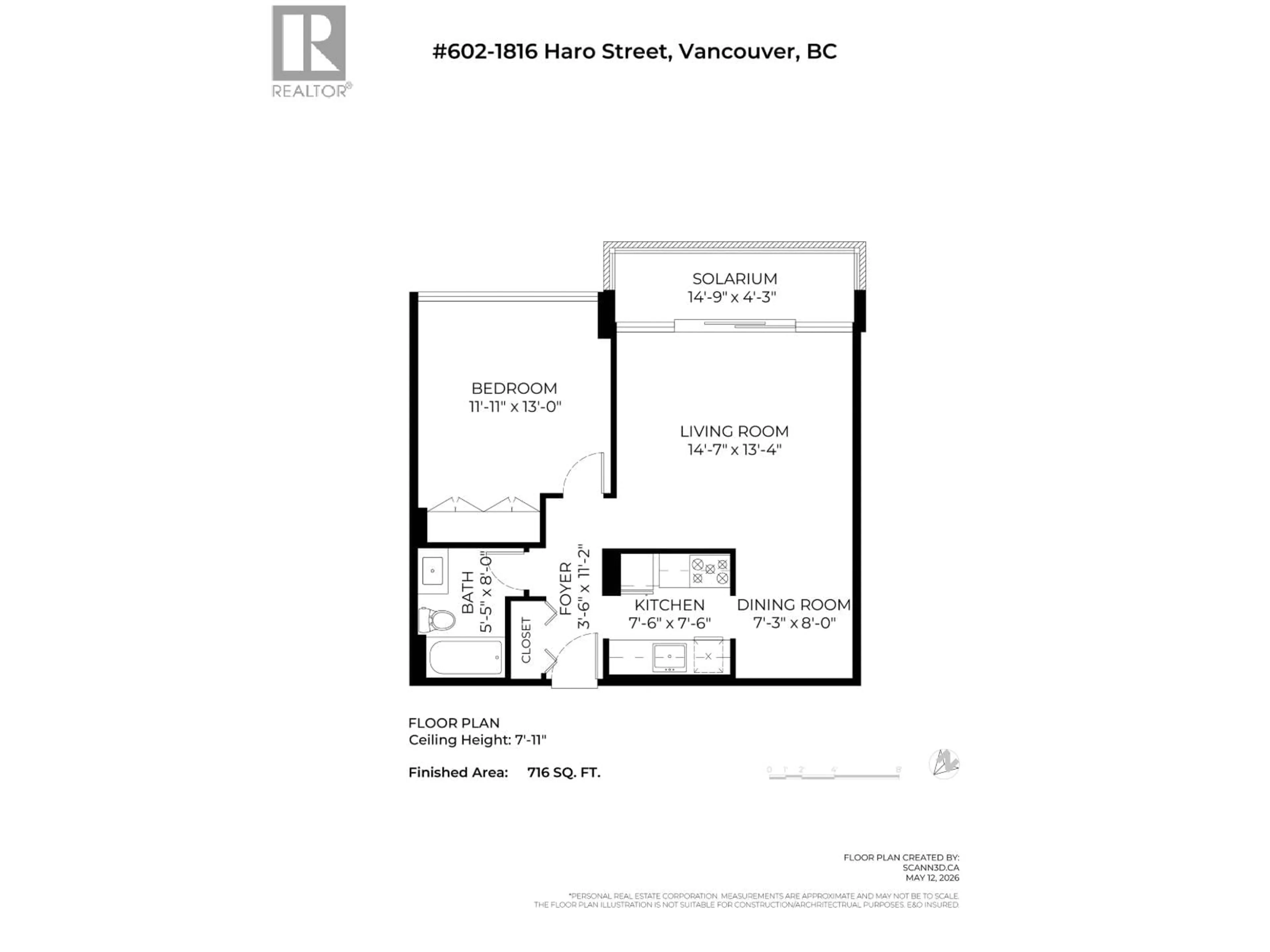 Floor plan for 602 - 1816 HARO STREET, Vancouver British Columbia V6G2Y7