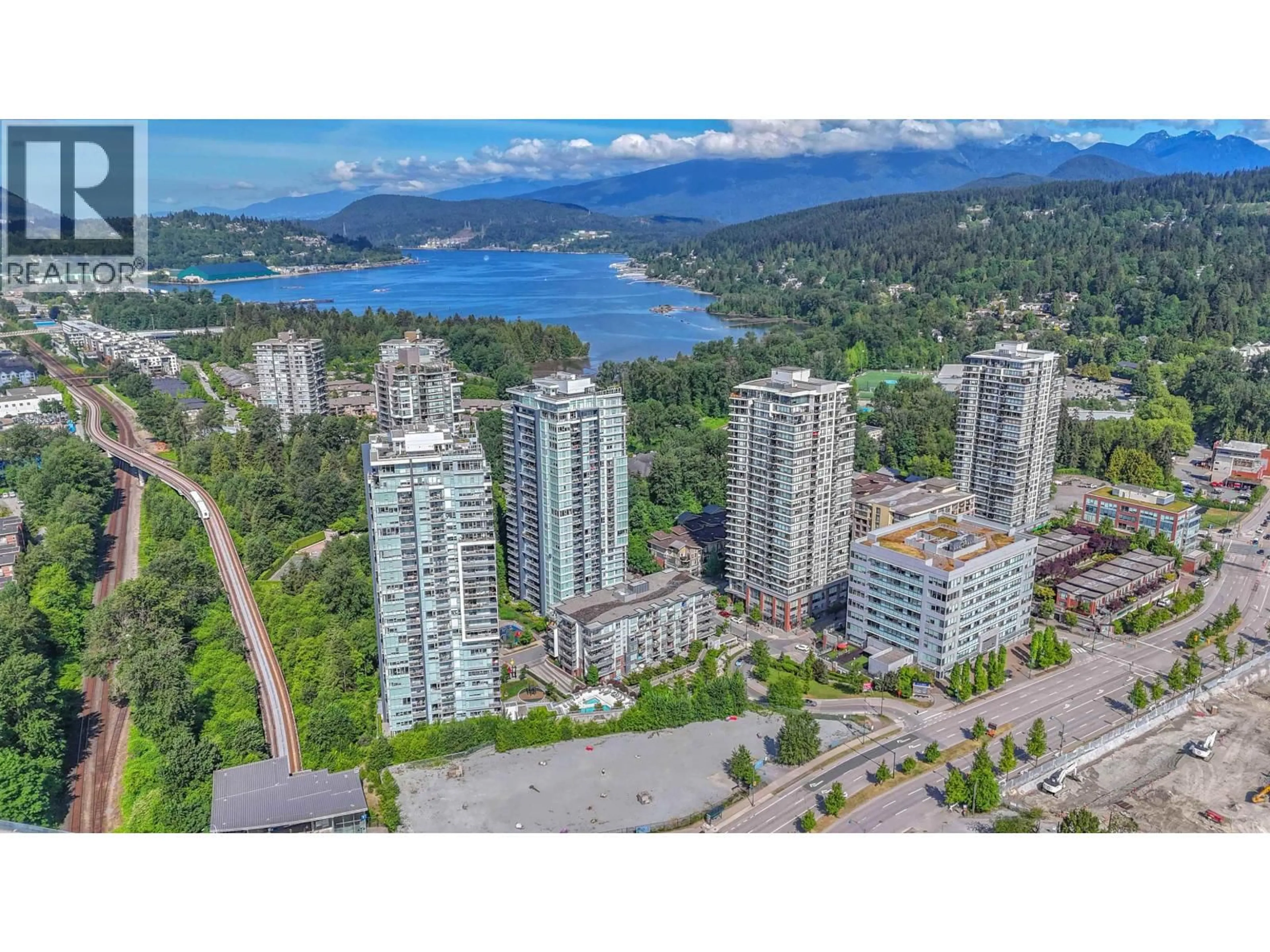 A pic from outside/outdoor area/front of a property/back of a property/a pic from drone, water/lake/river/ocean view for 2106 - 305 MORRISSEY ROAD, Port Moody British Columbia V3H0M3