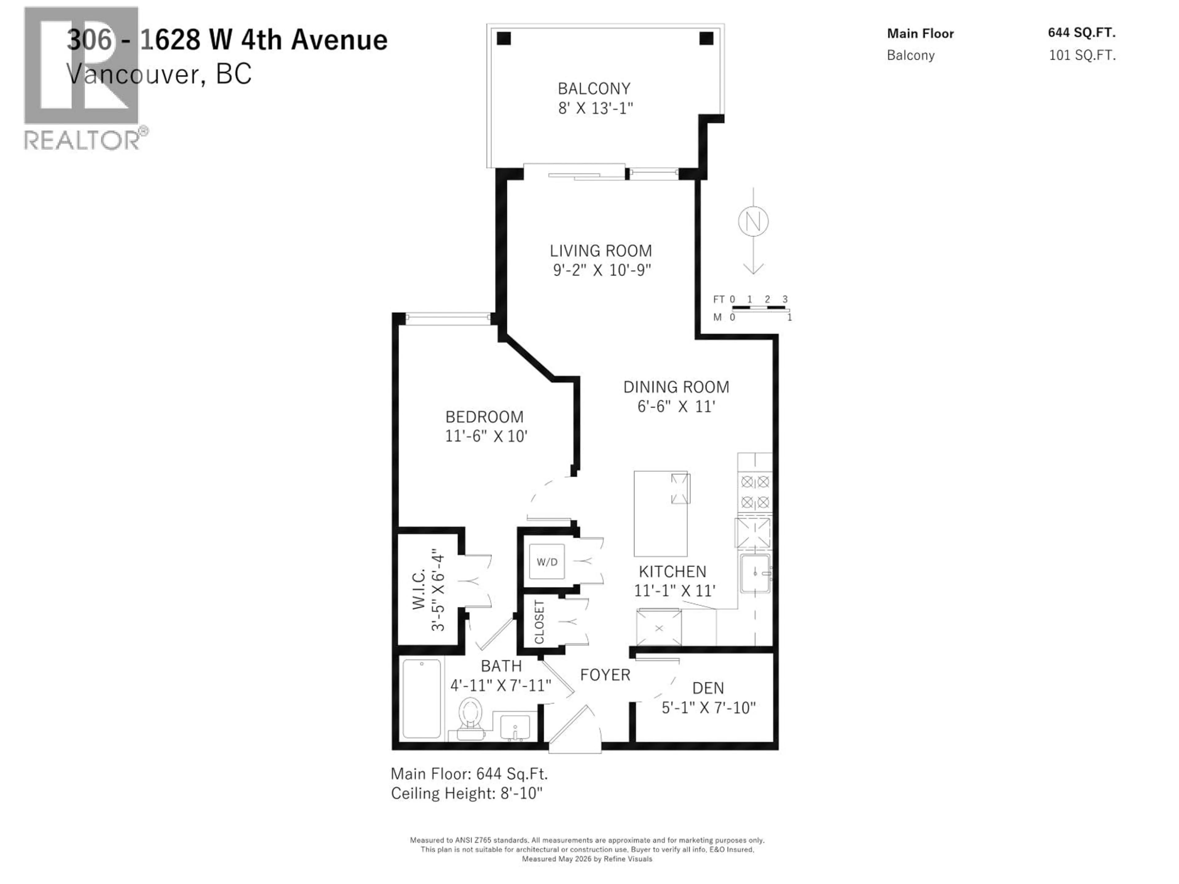 Floor plan for 306 - 1628 4TH AVENUE, Vancouver British Columbia V6J0G6