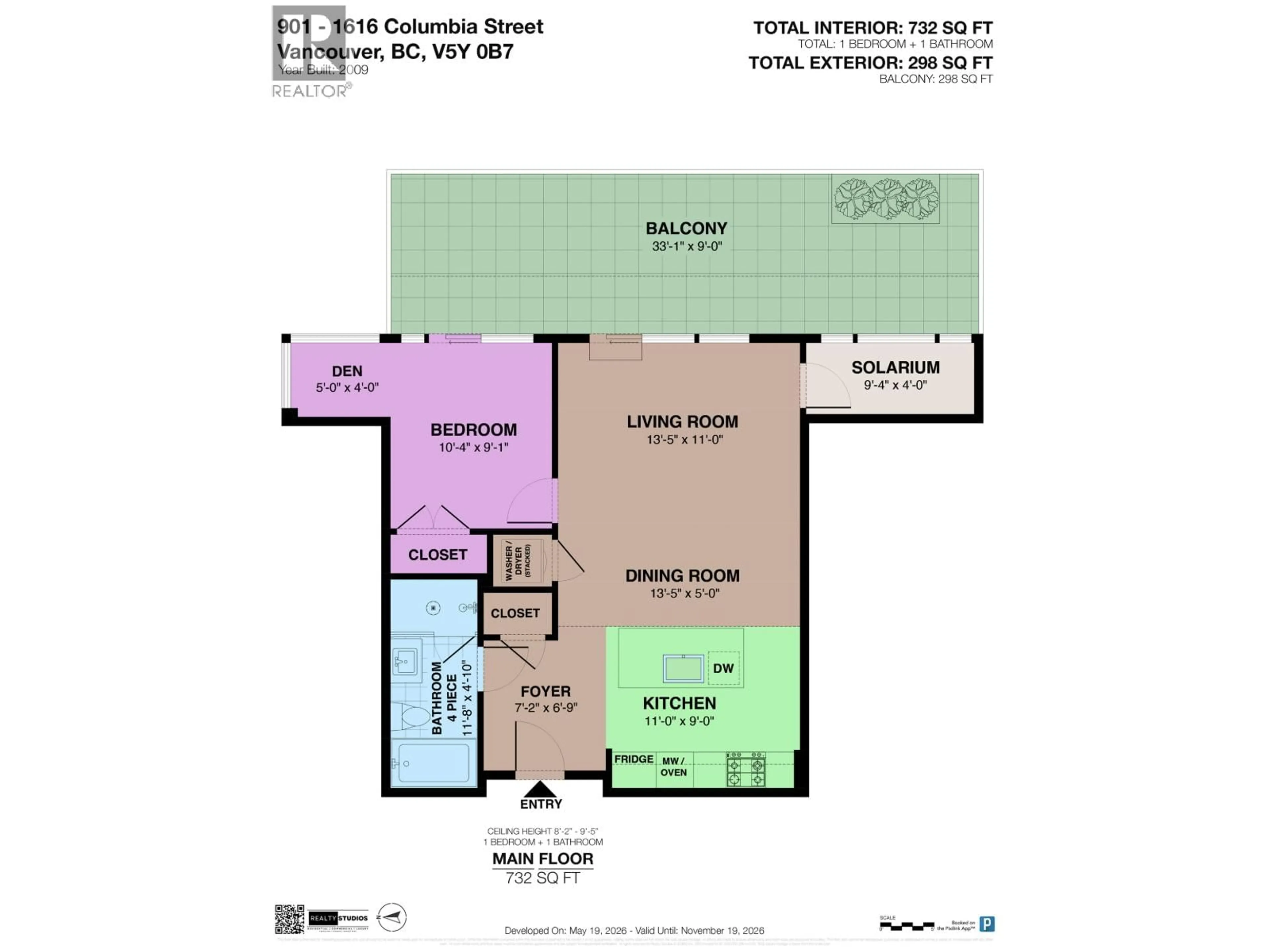 Floor plan for 901 - 1616 COLUMBIA STREET, Vancouver British Columbia V5Y0B7