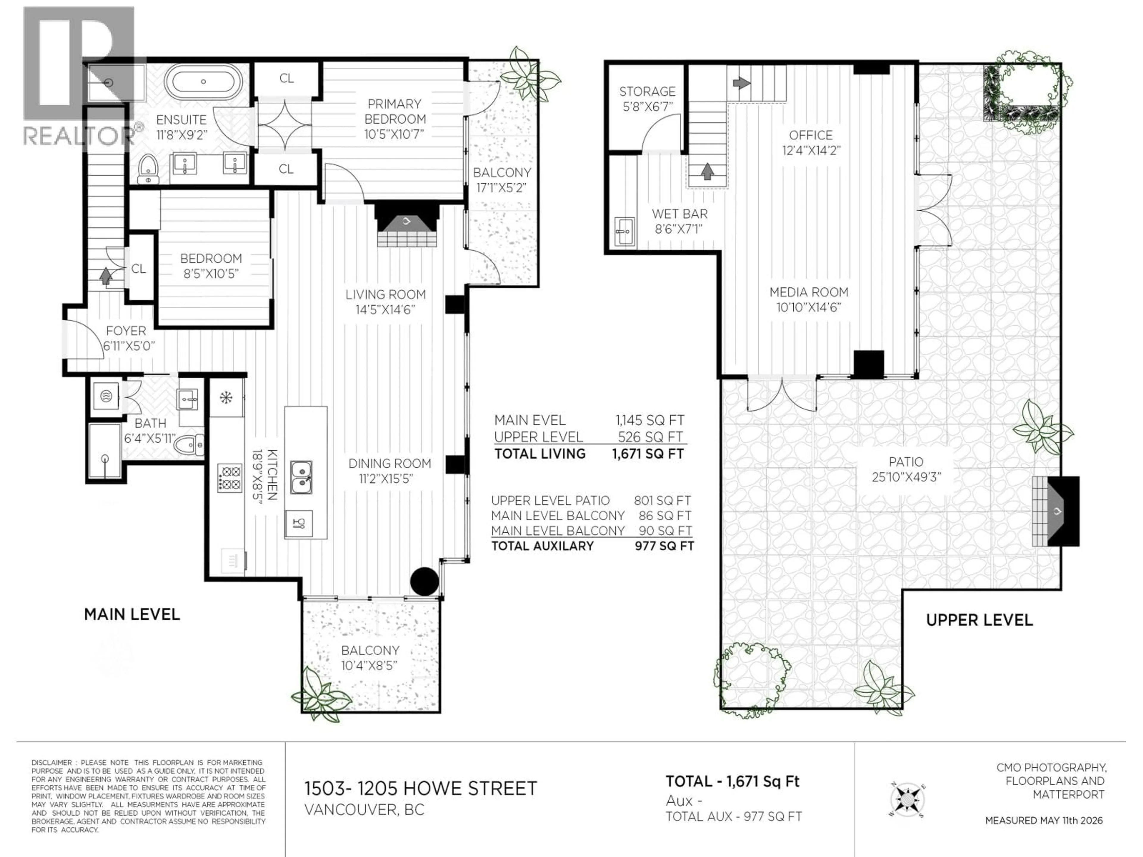Floor plan for 1503 - 1205 HOWE STREET, Vancouver British Columbia V6Z0B2