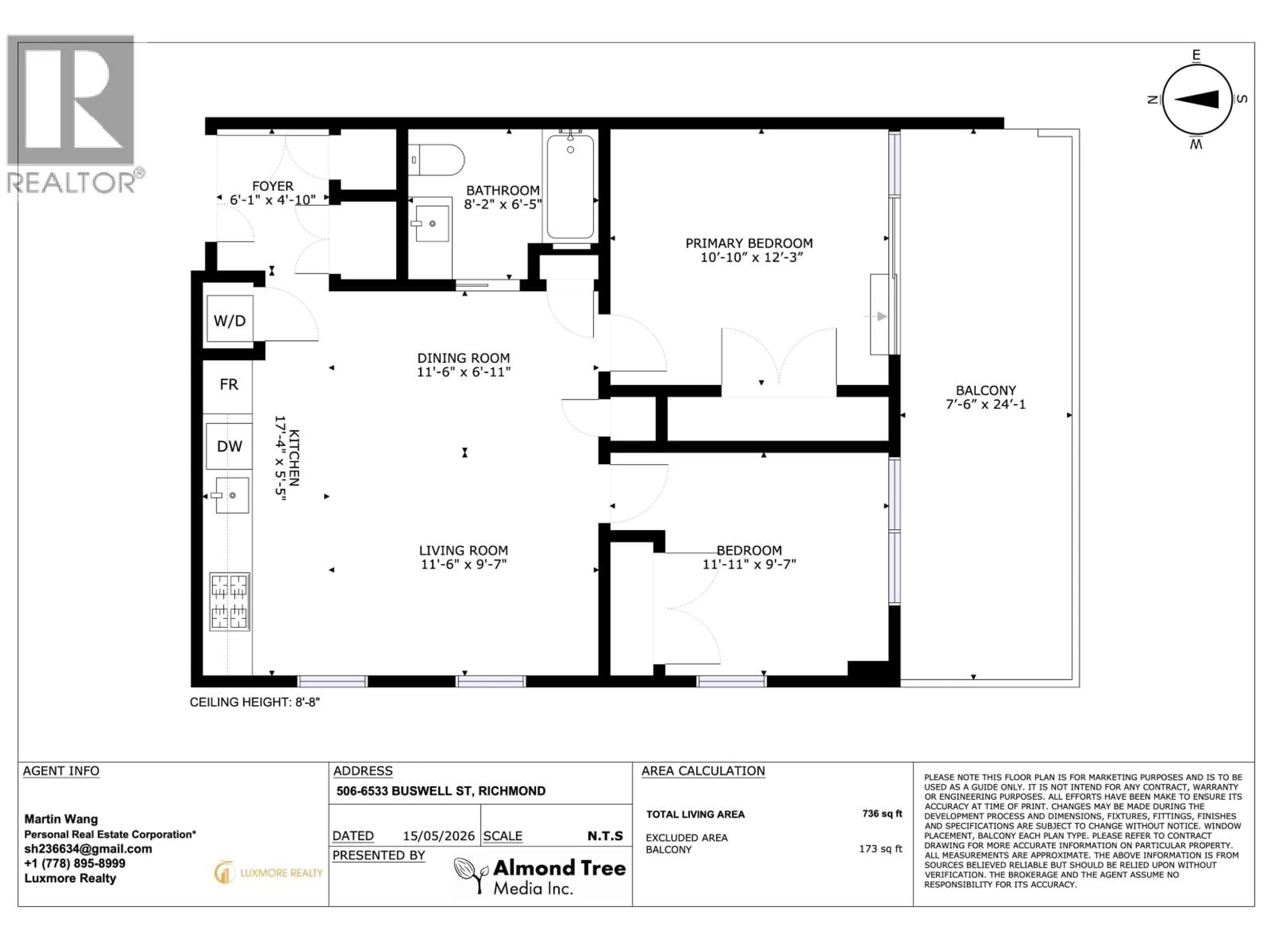 Floor plan for 506 - 6533 BUSWELL STREET, Richmond British Columbia V6Y0J6