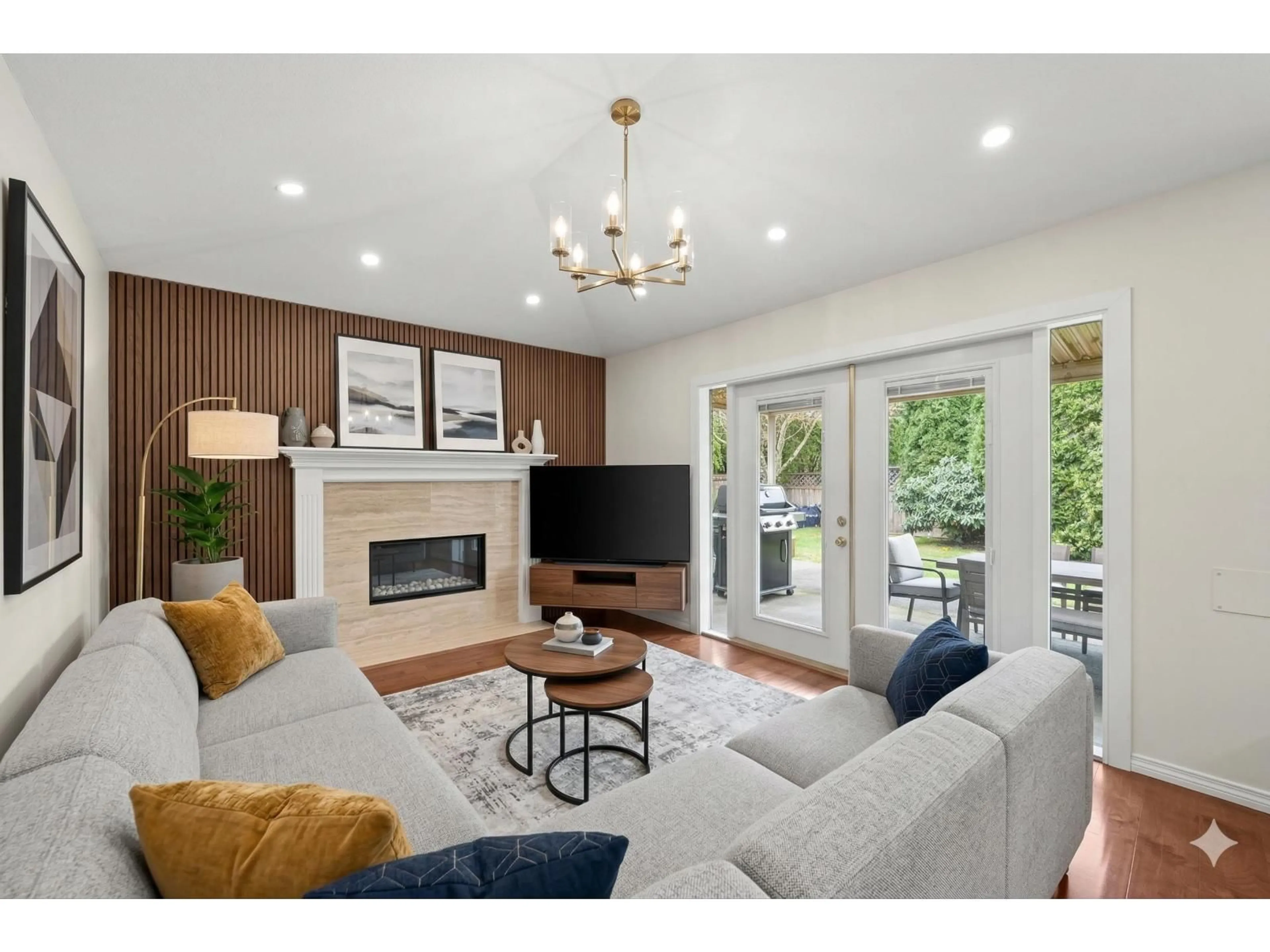Living room with furniture, wood/laminate floor for 8891 157 STREET, Surrey British Columbia V4N2Y8