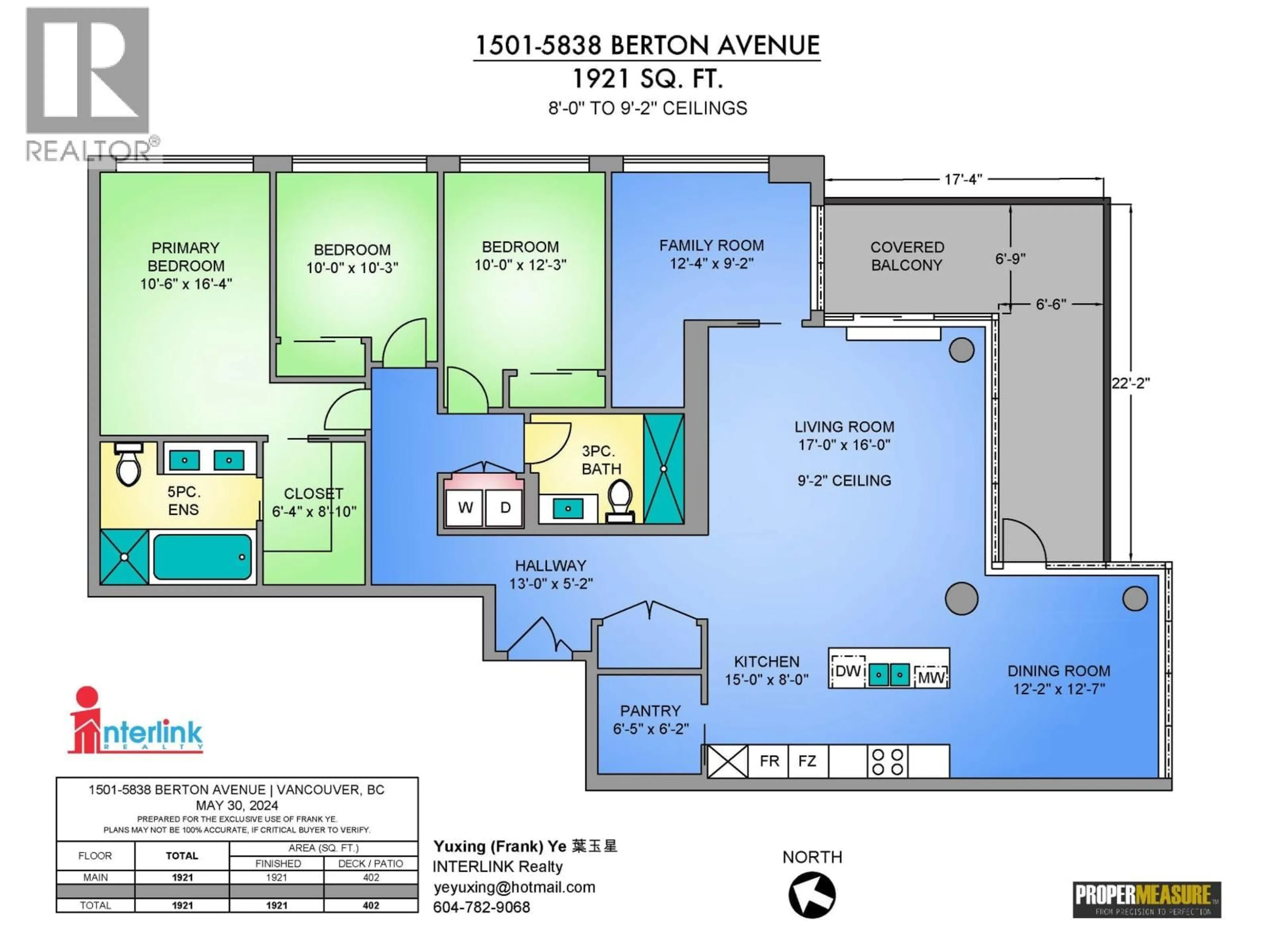 Floor plan for 1501 - 5838 BERTON AVENUE, Vancouver British Columbia V6S0A5