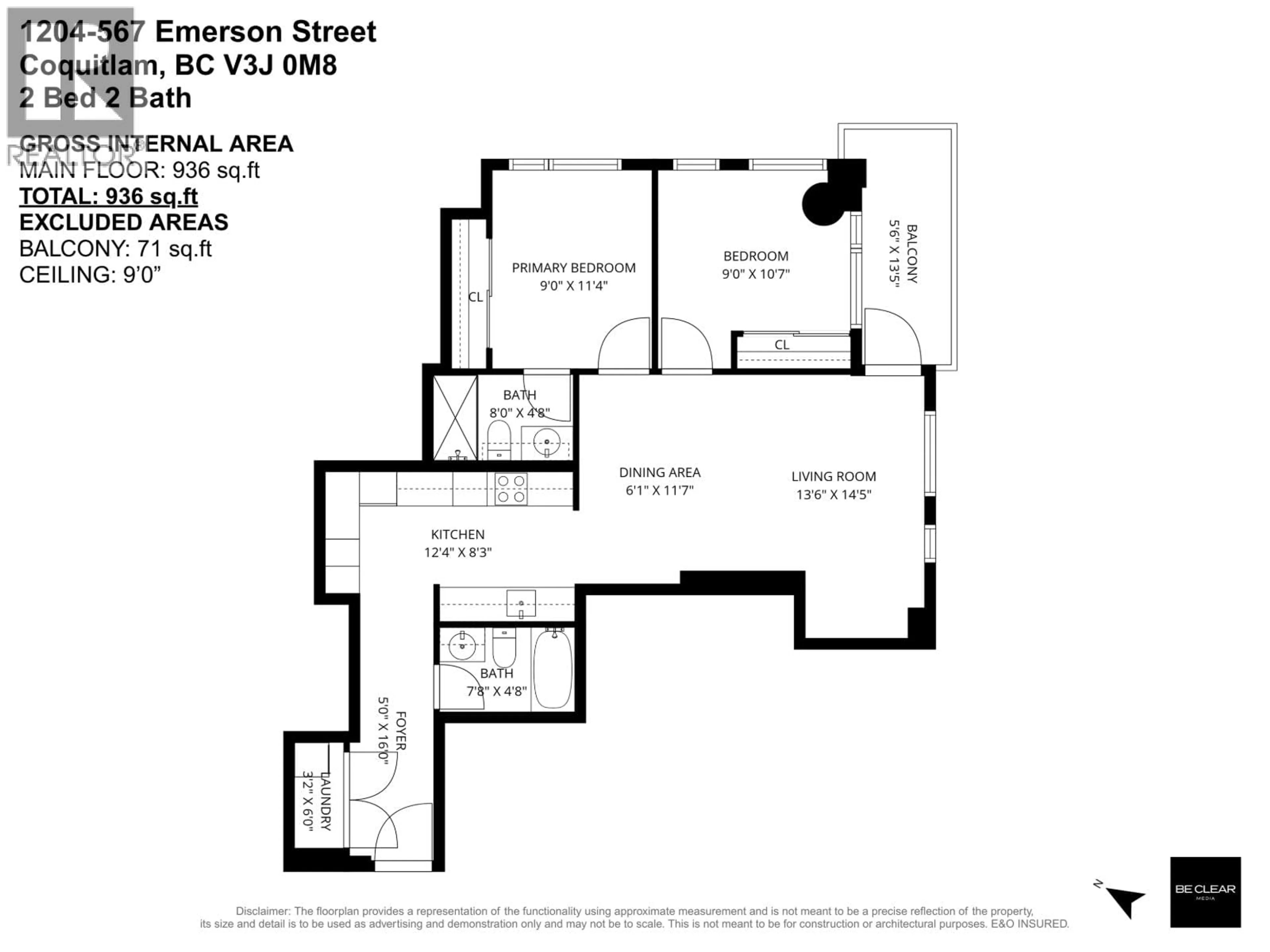 Floor plan for 1204 - 567 EMERSON STREET, Coquitlam British Columbia V3J0M8