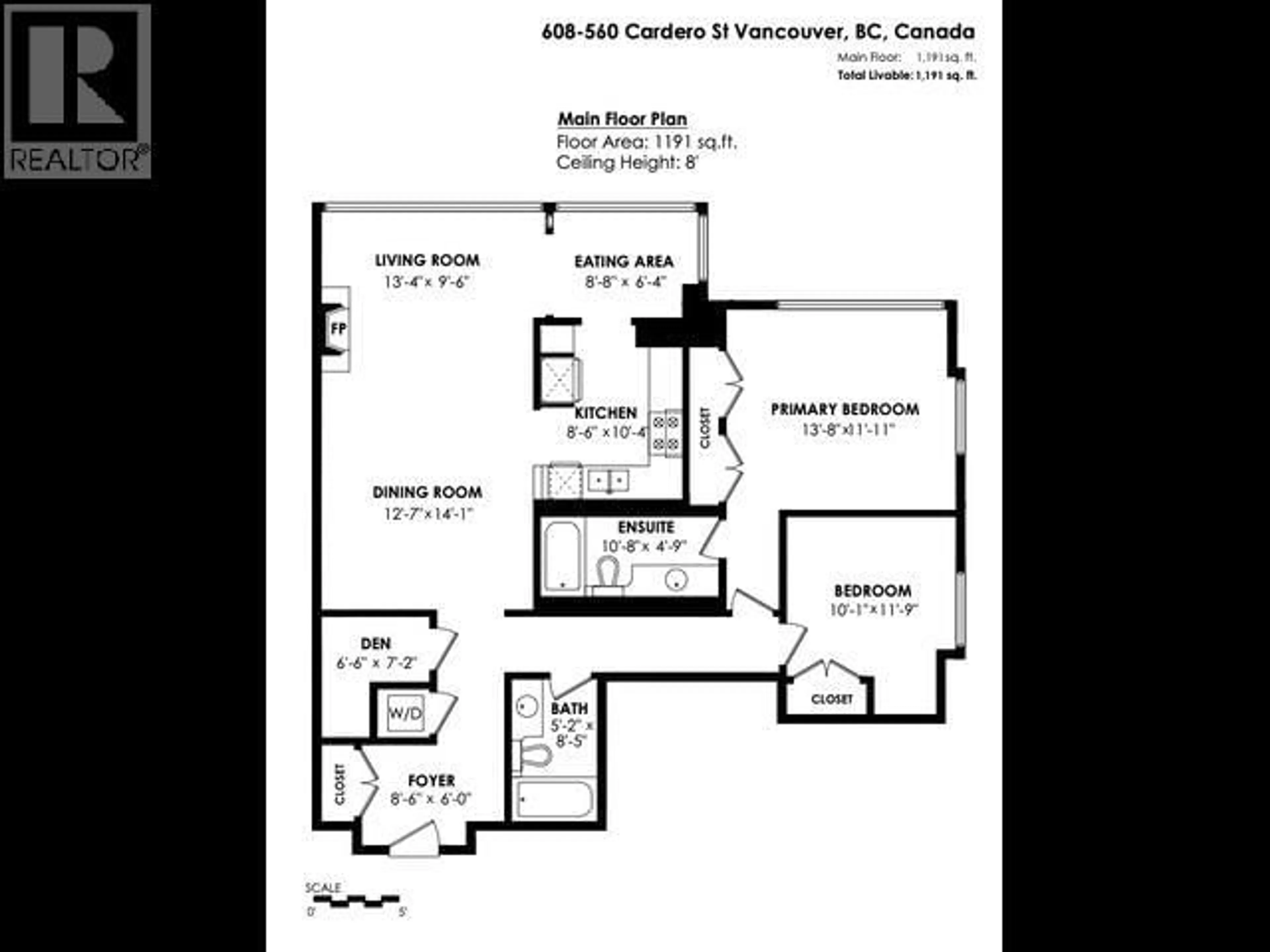 Floor plan for 608 - 560 CARDERO STREET, West Vancouver British Columbia V6G3E9