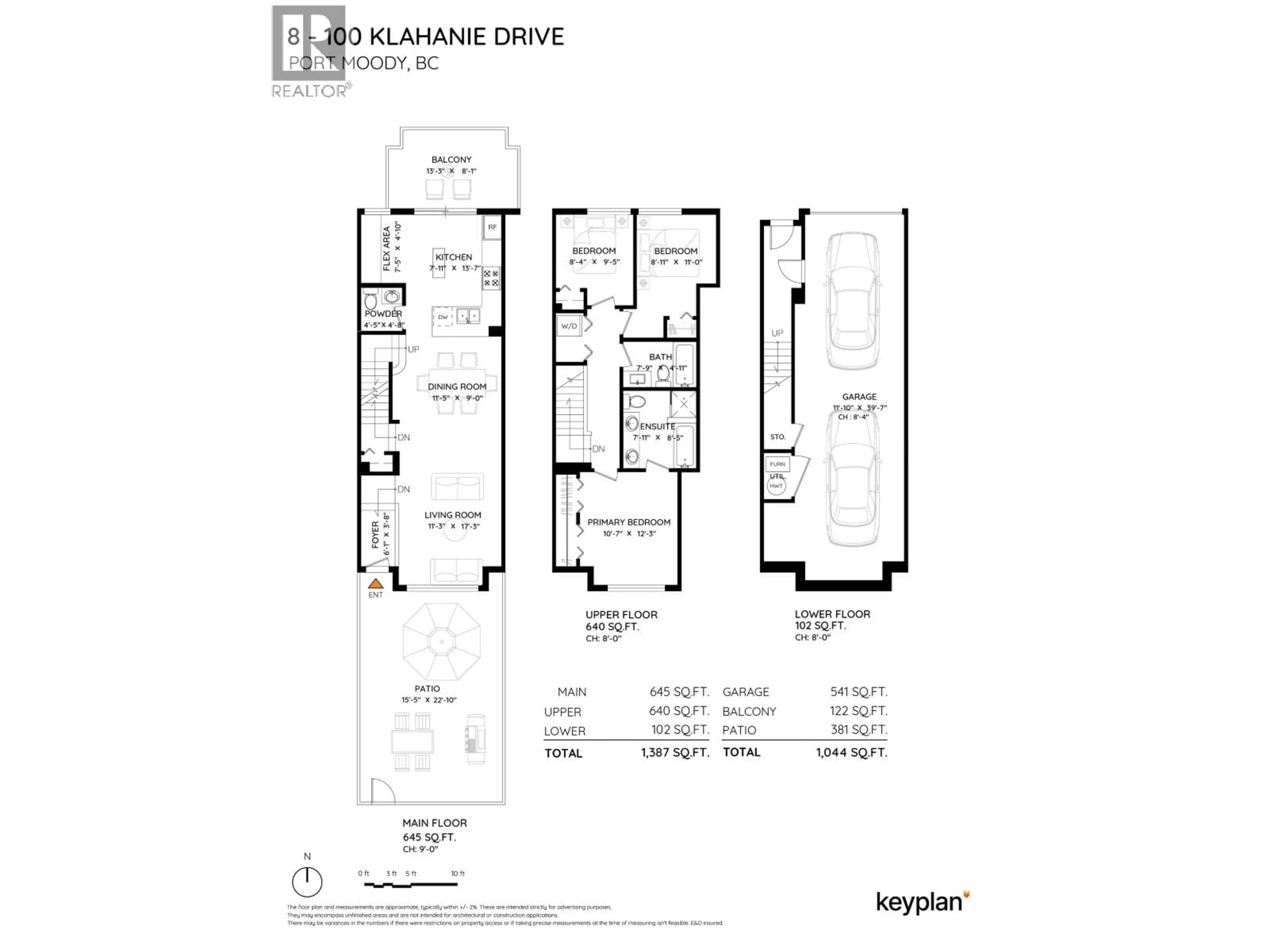 Floor plan for 8 - 100 KLAHANIE DRIVE, Port Moody British Columbia V3H5K3