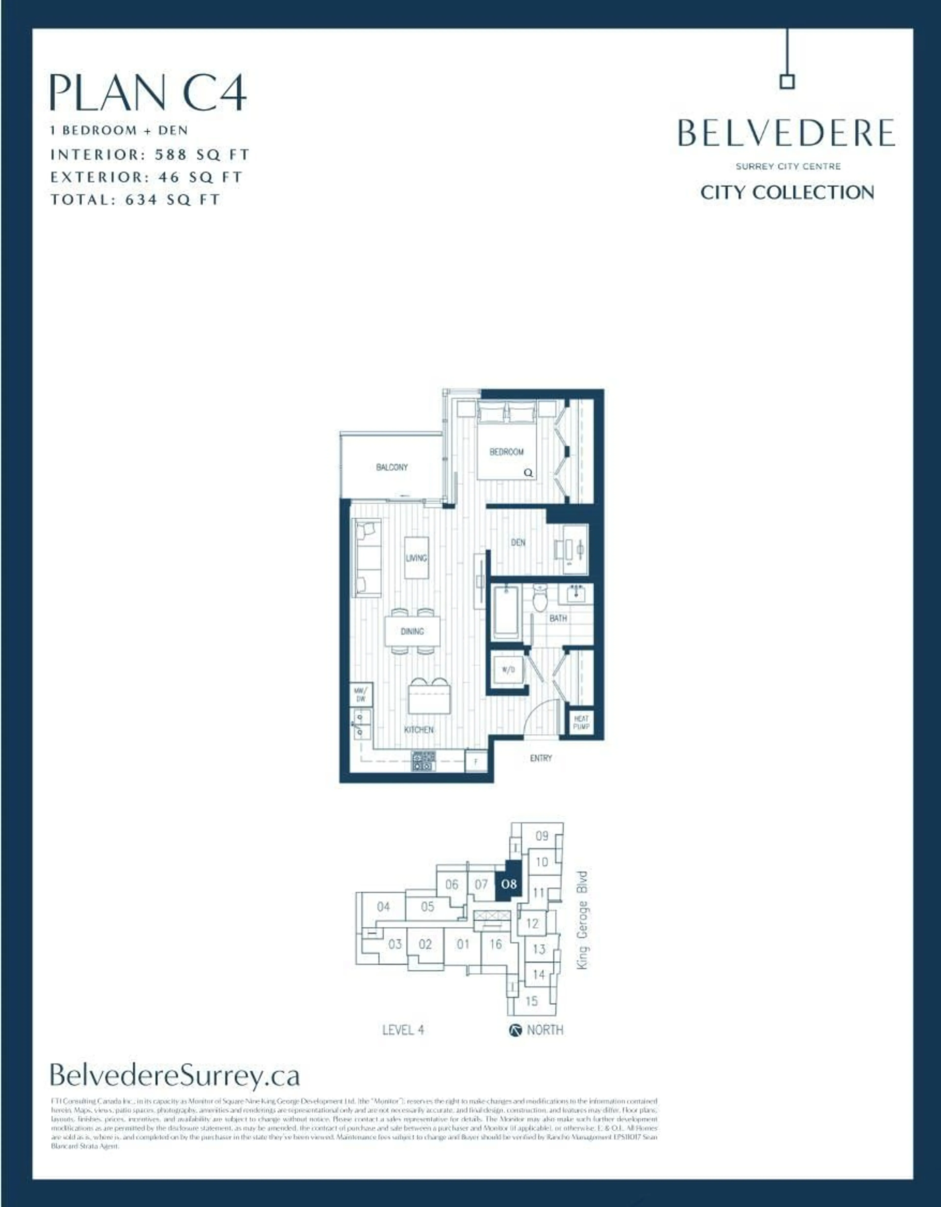 Floor plan for 408 - 9675 KING GEORGE BOULEVARD, Surrey British Columbia V3T0T7