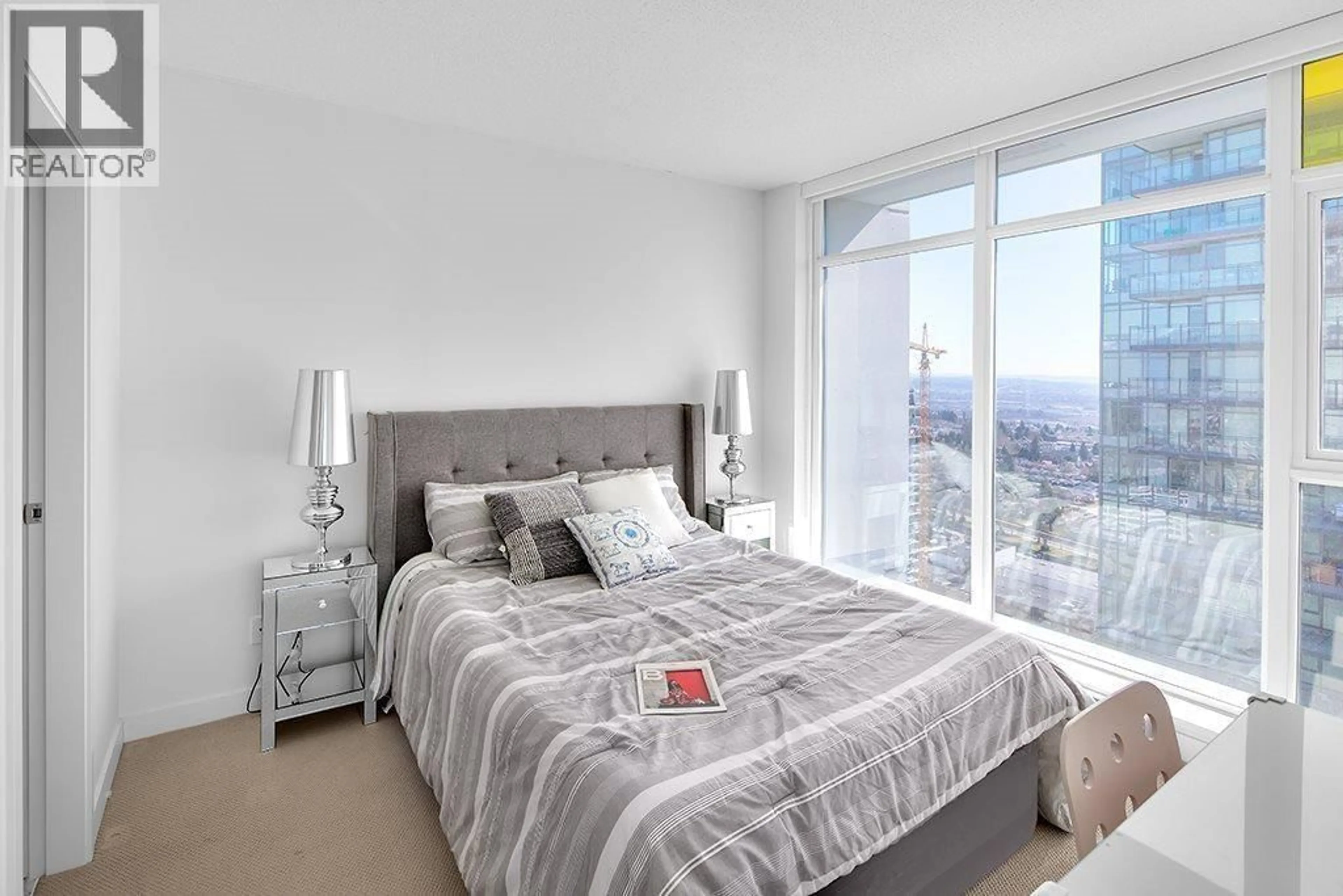 Bedroom with bed, carpet floor for 3605 - 6588 NELSON AVENUE, Burnaby British Columbia V5H0E8