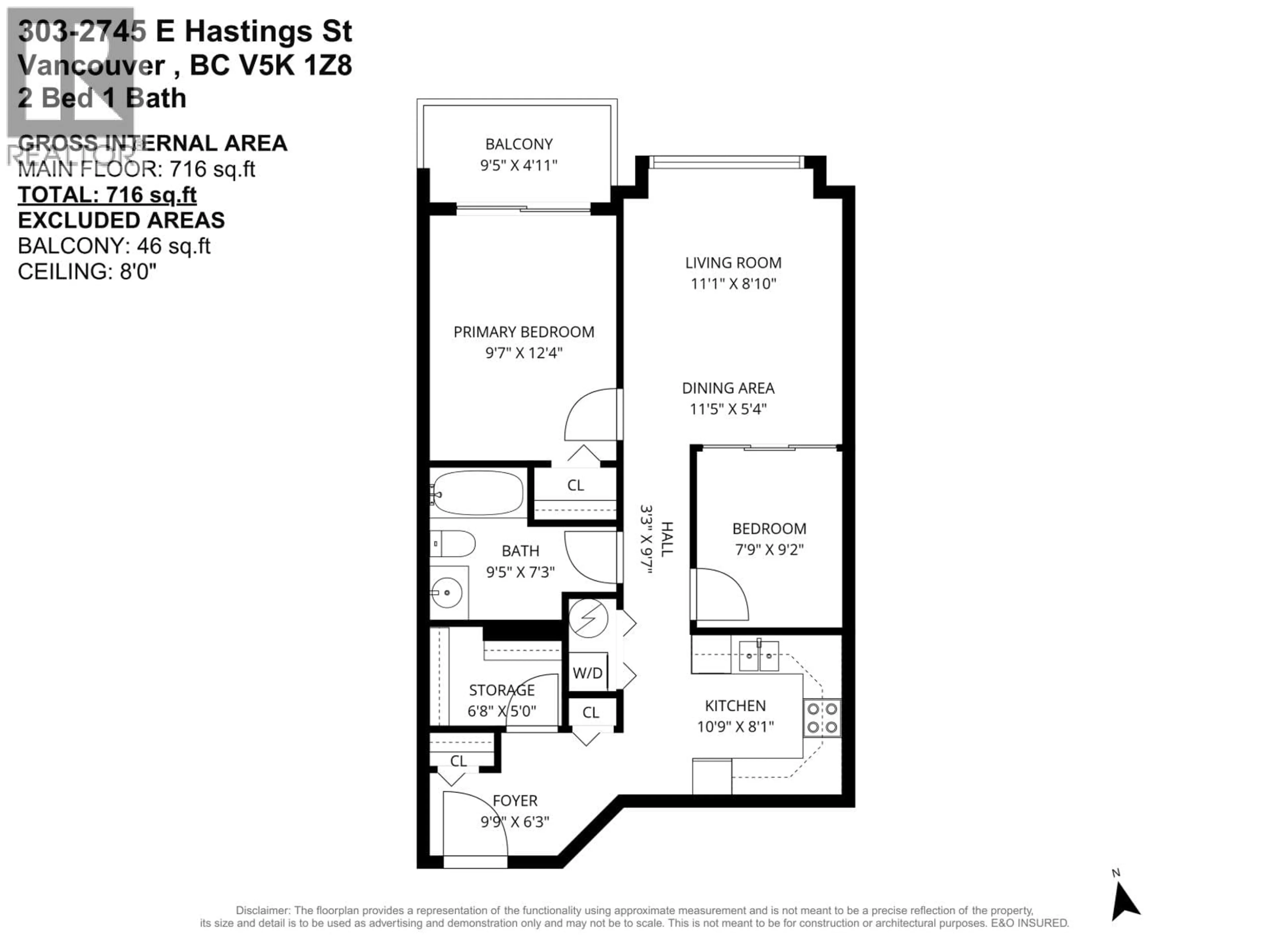 Floor plan for 303 - 2745 HASTINGS STREET, Vancouver British Columbia V5K1Z8